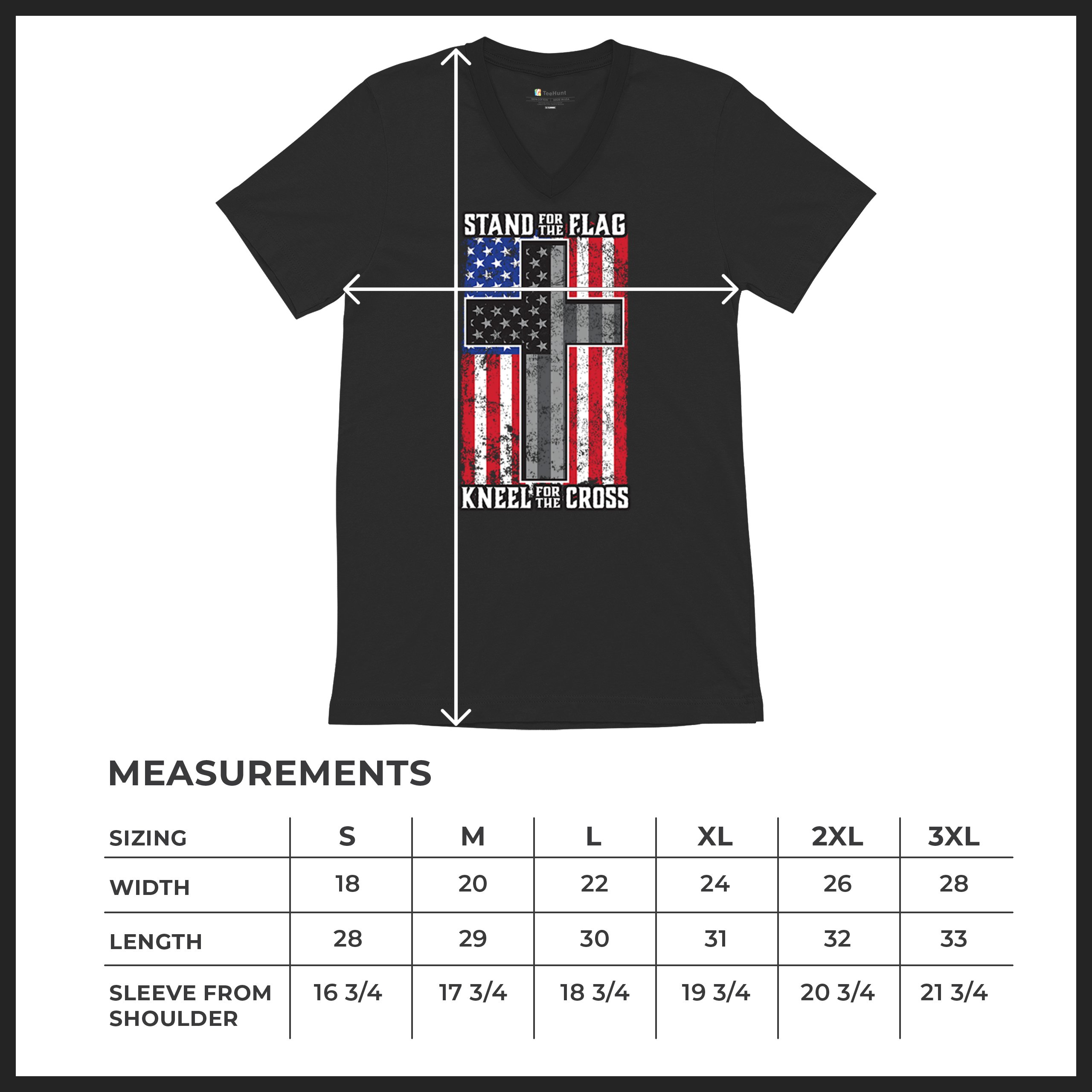Stand for the Flag Kneel for the Cross V-Neck T-shirt American Patriotic Tee - 第 8/29 張圖片