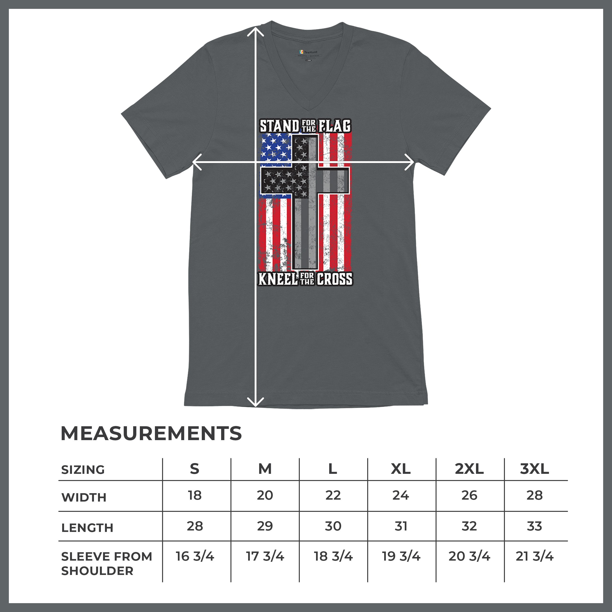Stand for the Flag Kneel for the Cross V-Neck T-shirt American Patriotic Tee - 第 29/29 張圖片