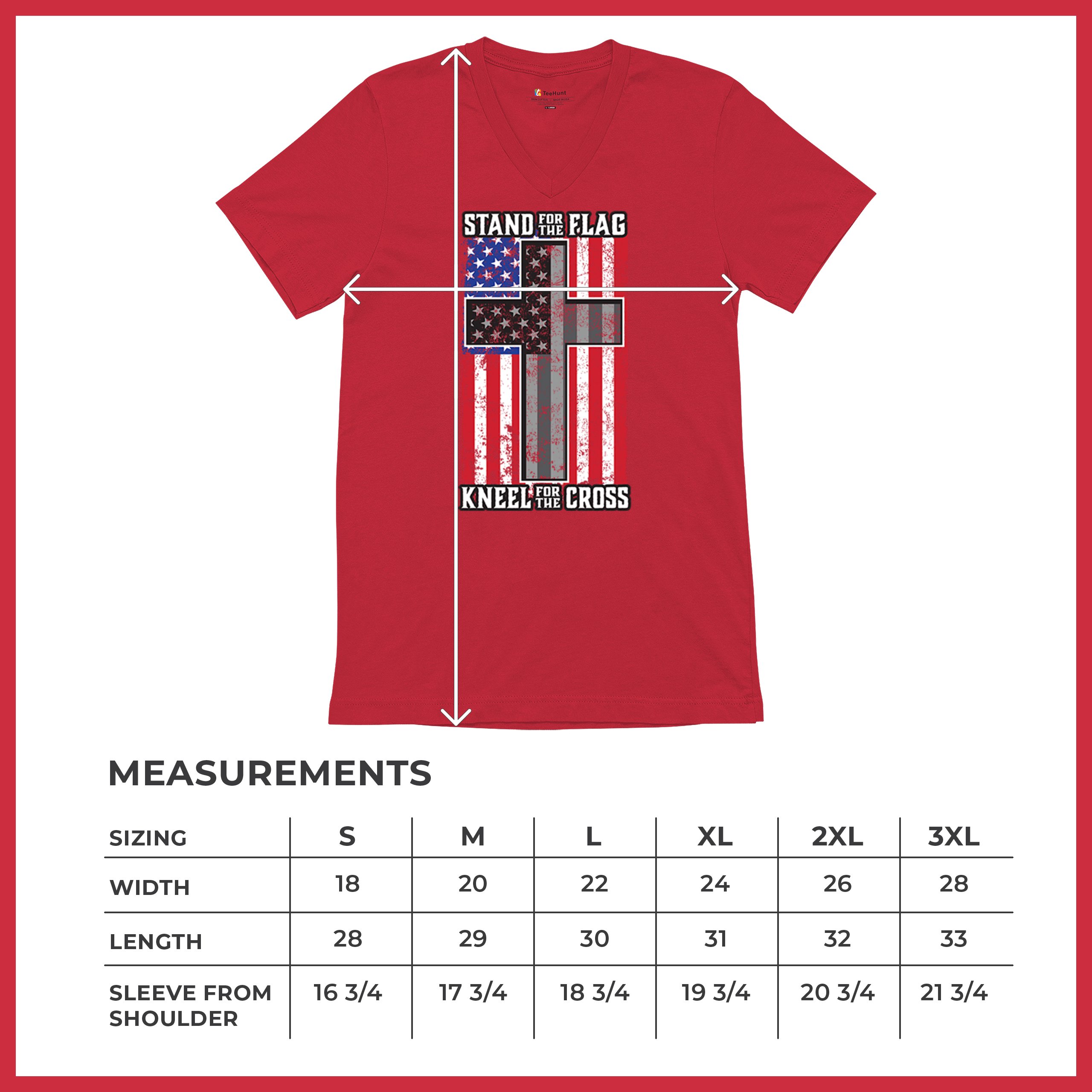Stand for the Flag Kneel for the Cross V-Neck T-shirt American Patriotic Tee - 第 15/29 張圖片