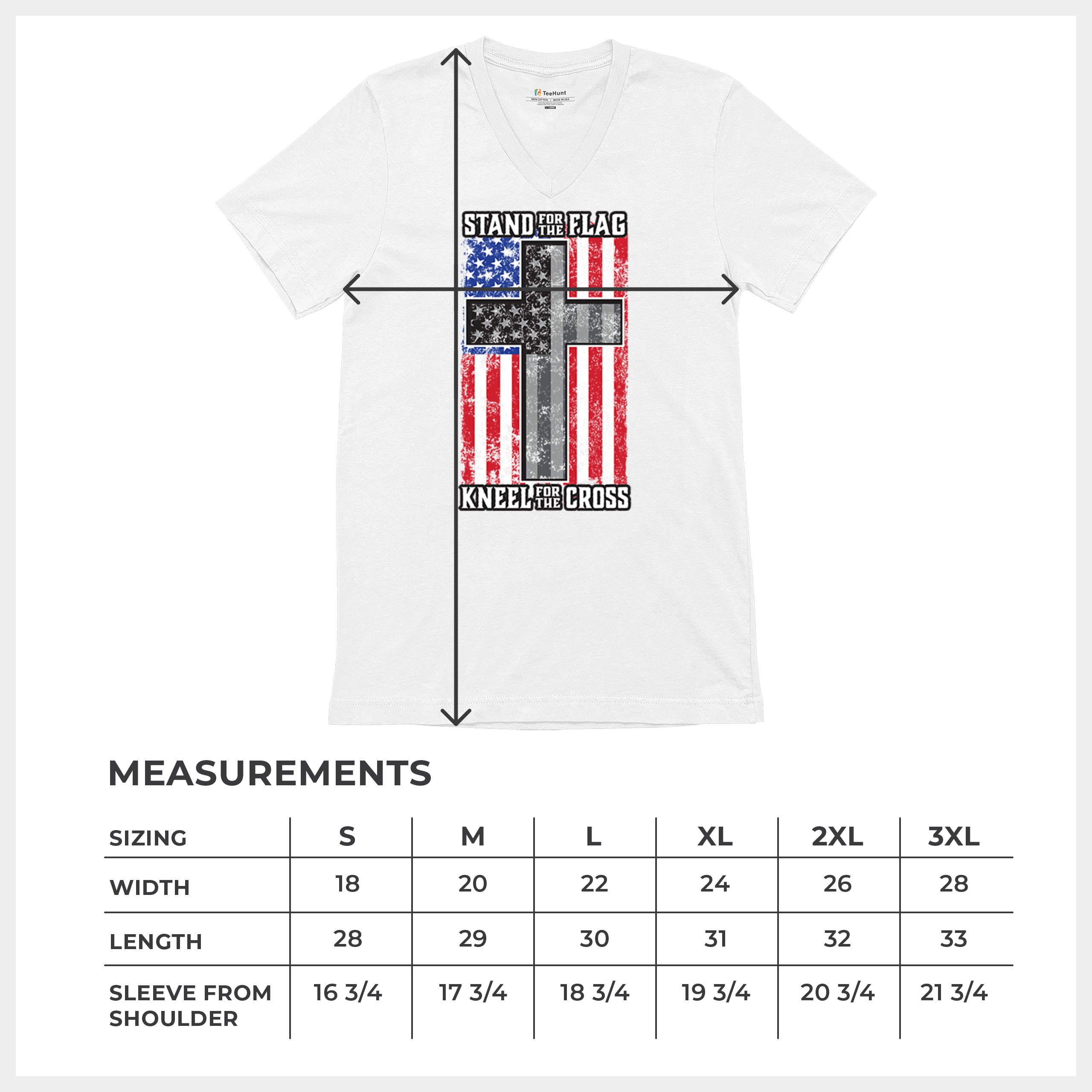 Stand for the Flag Kneel for the Cross V-Neck T-shirt American Patriotic Tee - 第 22/29 張圖片