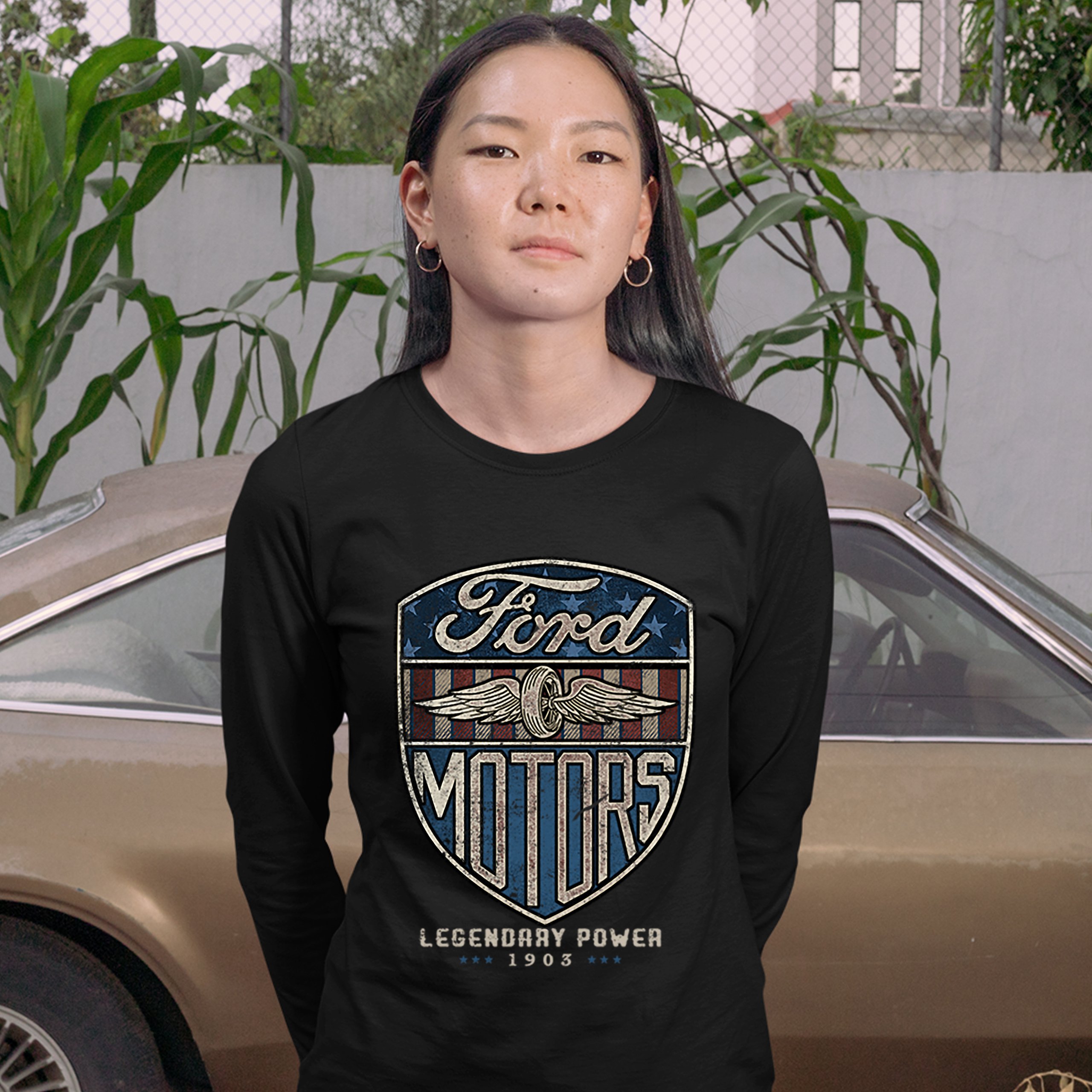 Ford Motor Company Ltd - Maglietta da uomo con scritta blu, bianco, S