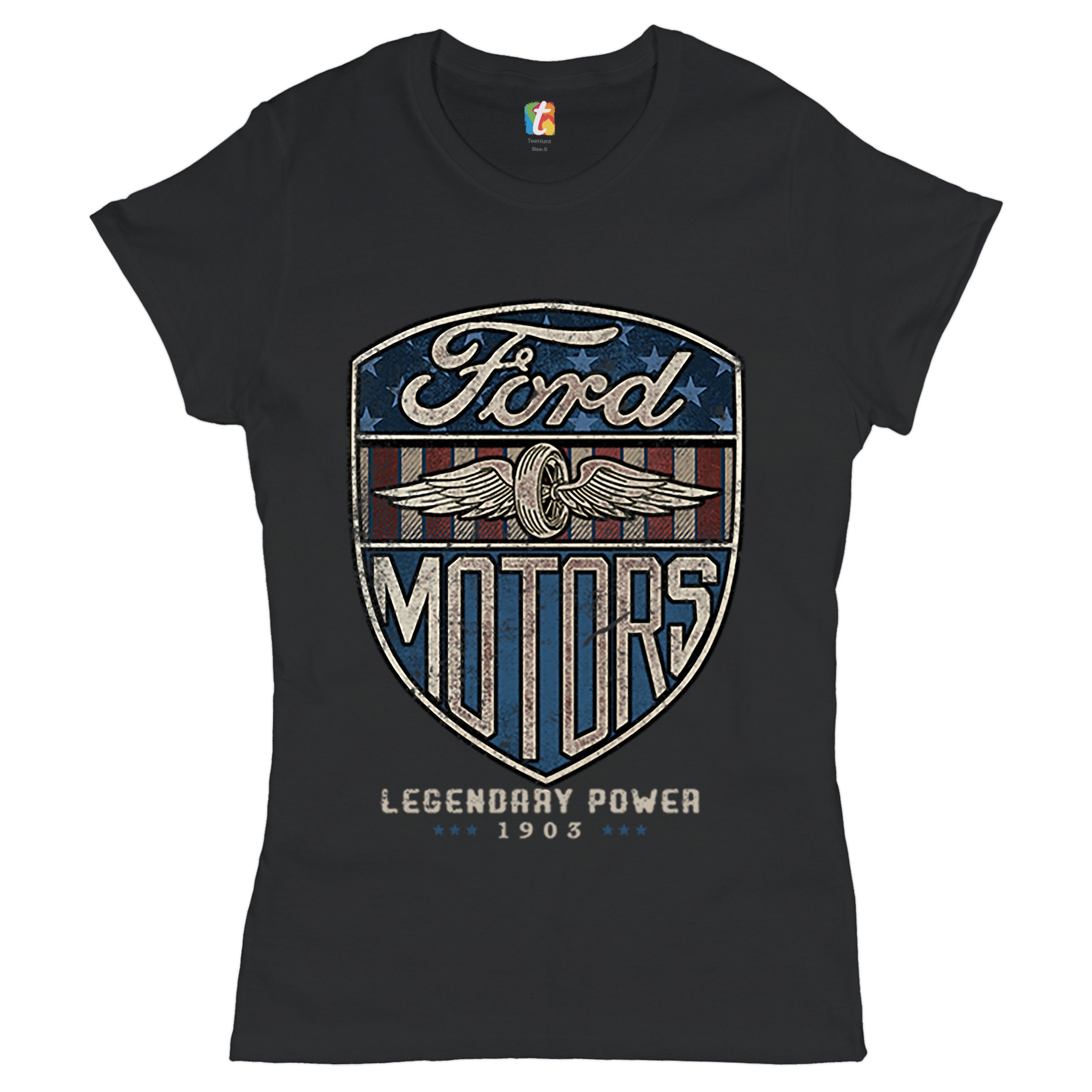 Ford Motors Legendary Power T-Shirt FoMoCo Licensed Automotive Women's Tee