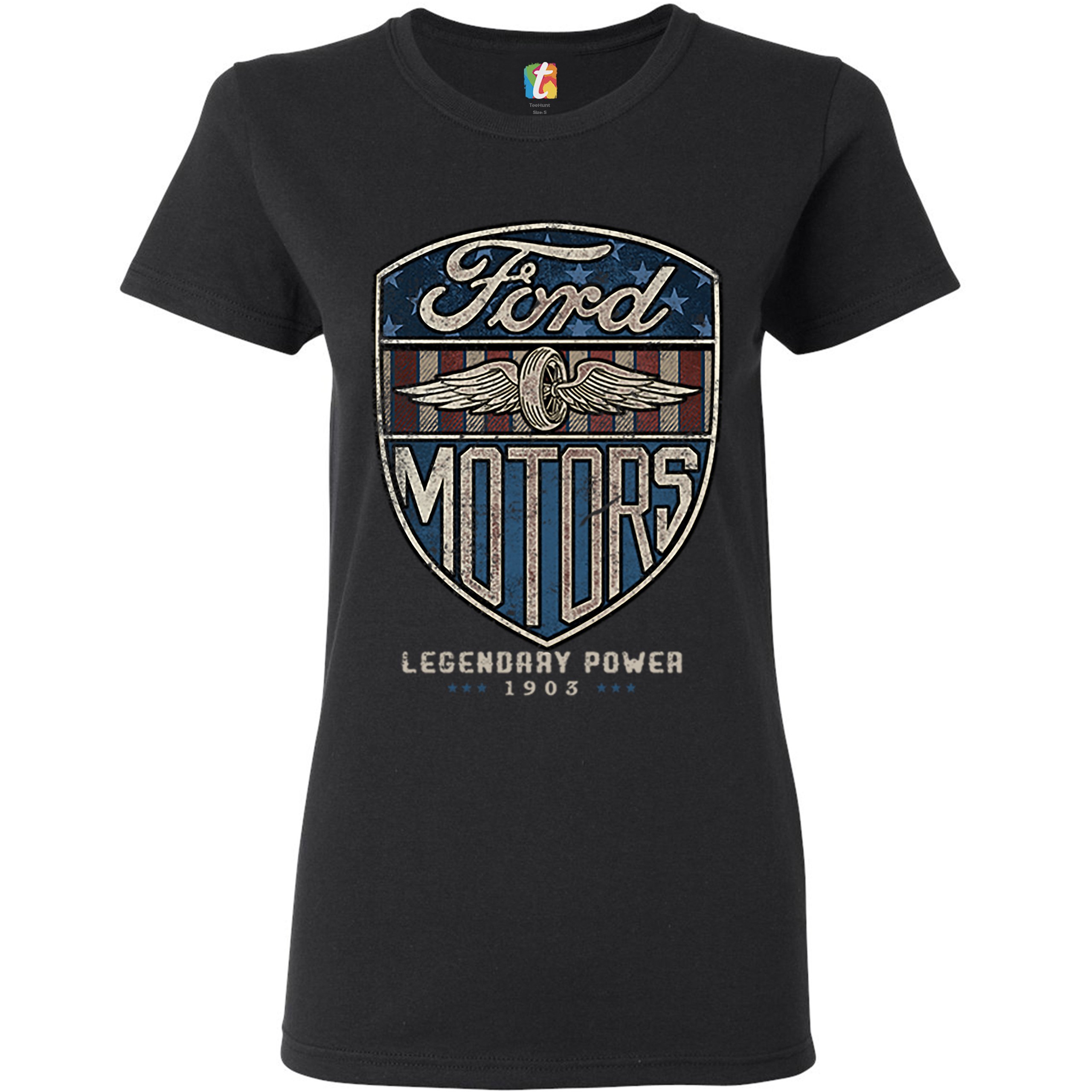 Ford Motors Legendary Power T-Shirt FoMoCo Licensed Automotive Women's Tee