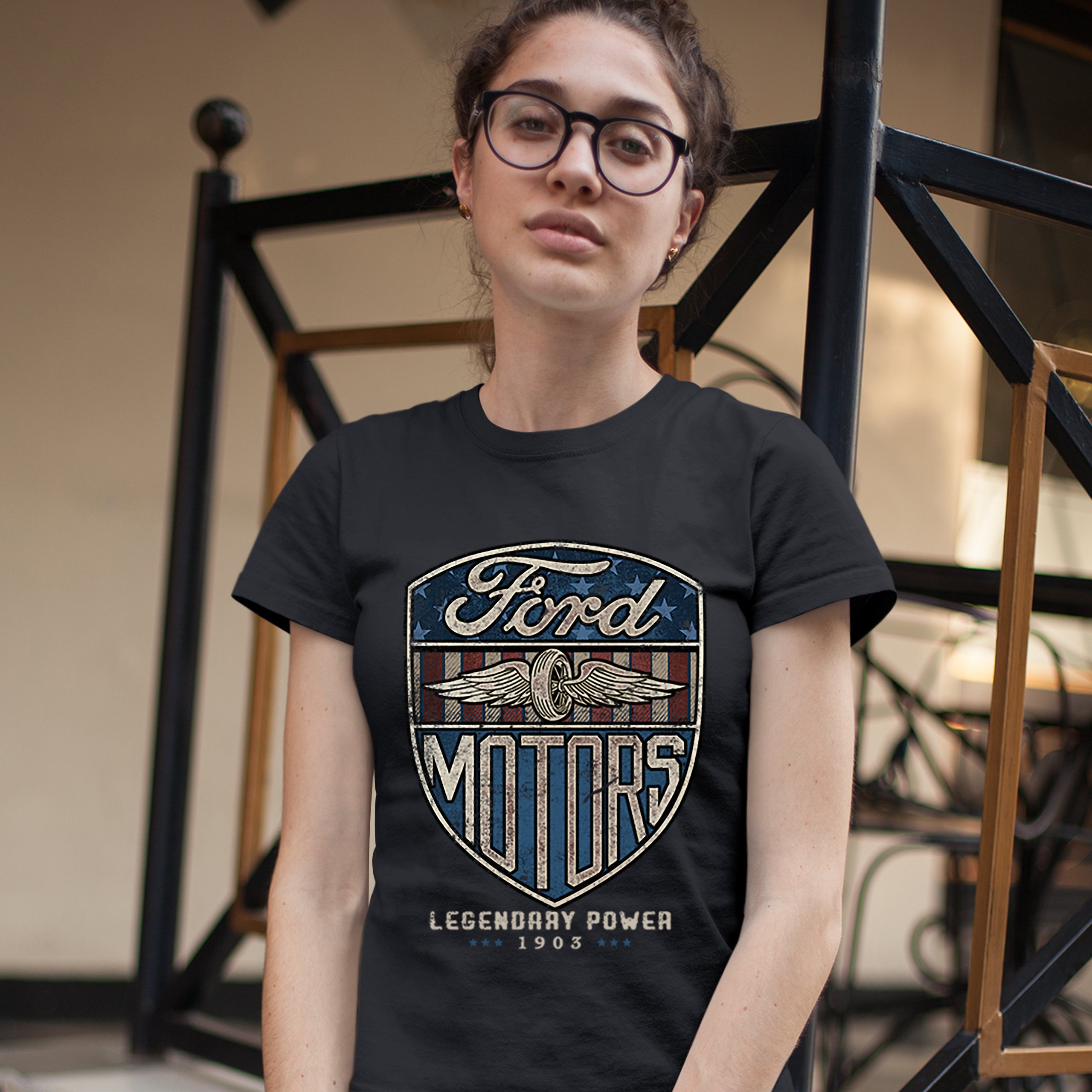 Ford Motors Legendary Power T-Shirt FoMoCo Licensed Automotive Women's Tee