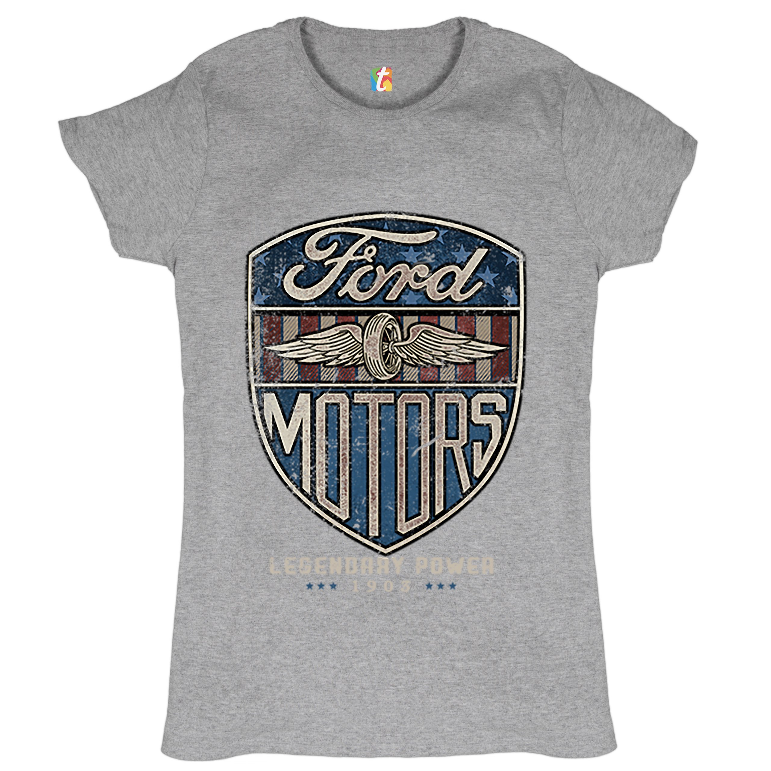 Ford Motors Legendary Power T-Shirt FoMoCo Licensed Automotive Women's Tee