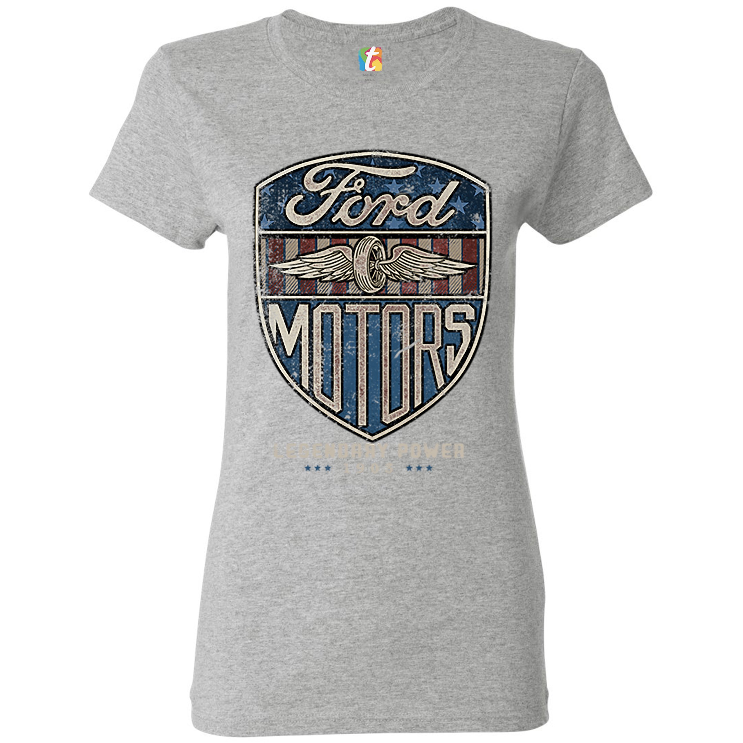 Ford Motors Legendary Power T-Shirt FoMoCo Licensed Automotive Women's Tee