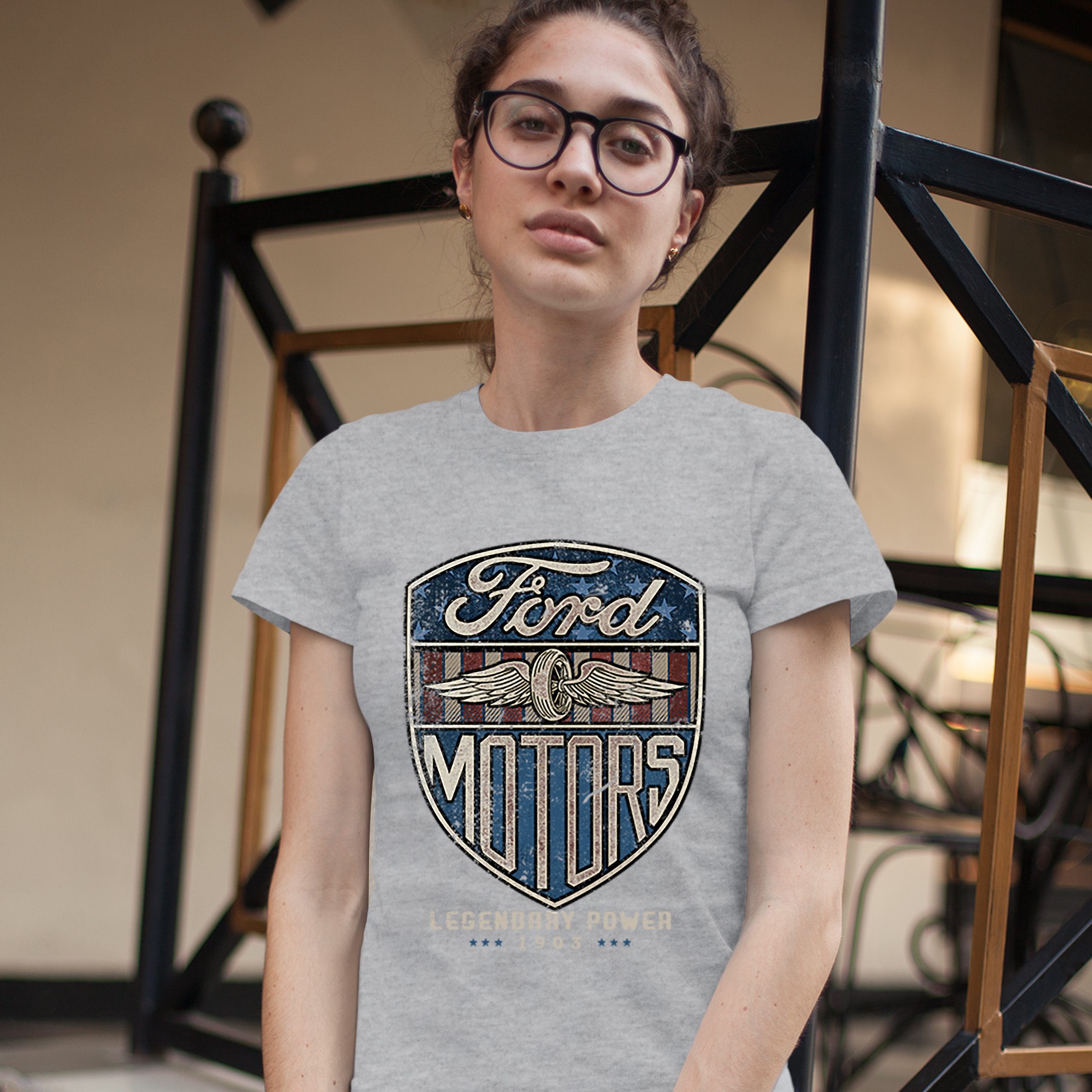 Ford Motors Legendary Power T-Shirt FoMoCo Licensed Automotive Women's Tee