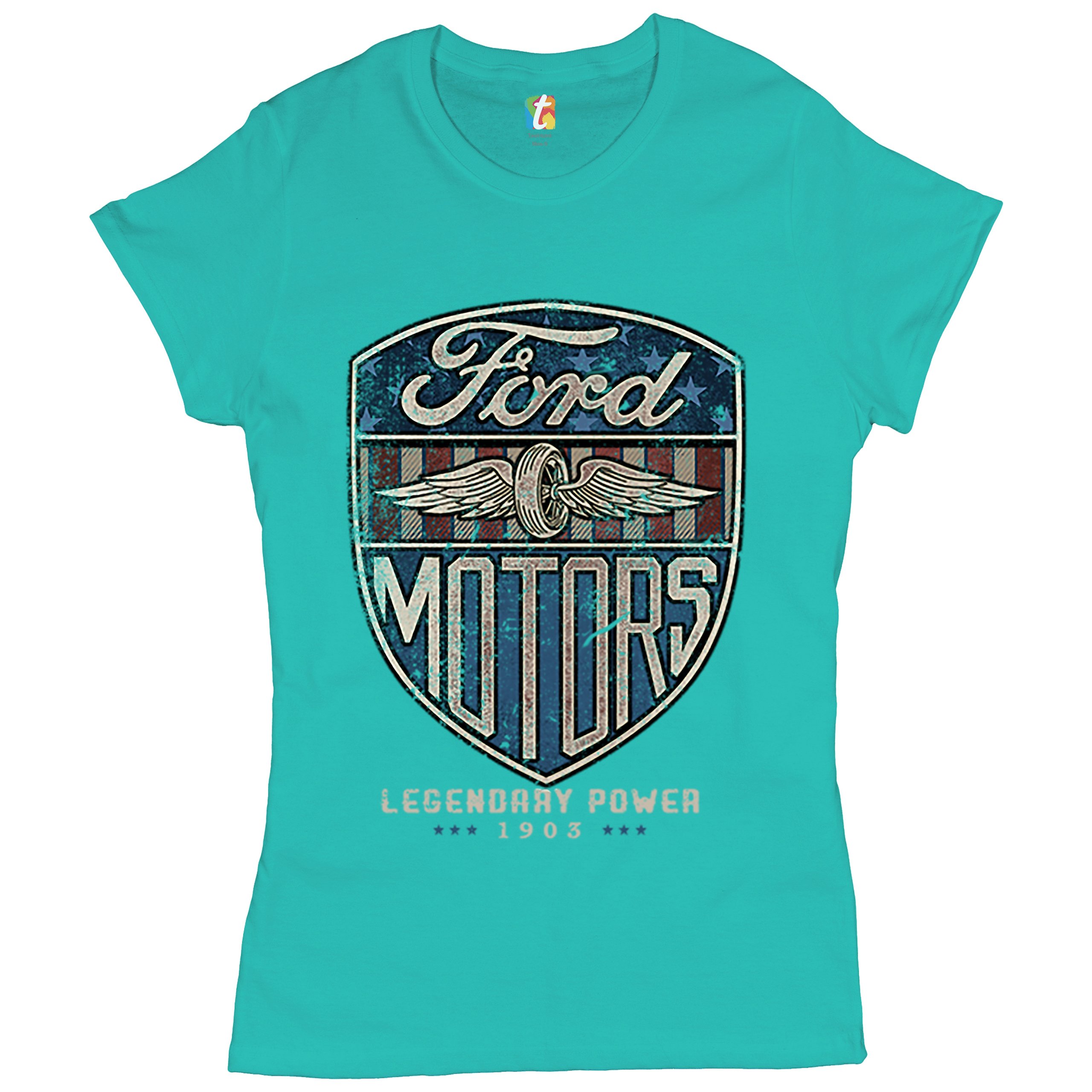 Ford Motors Legendary Power T-Shirt FoMoCo Licensed Automotive Women's Tee