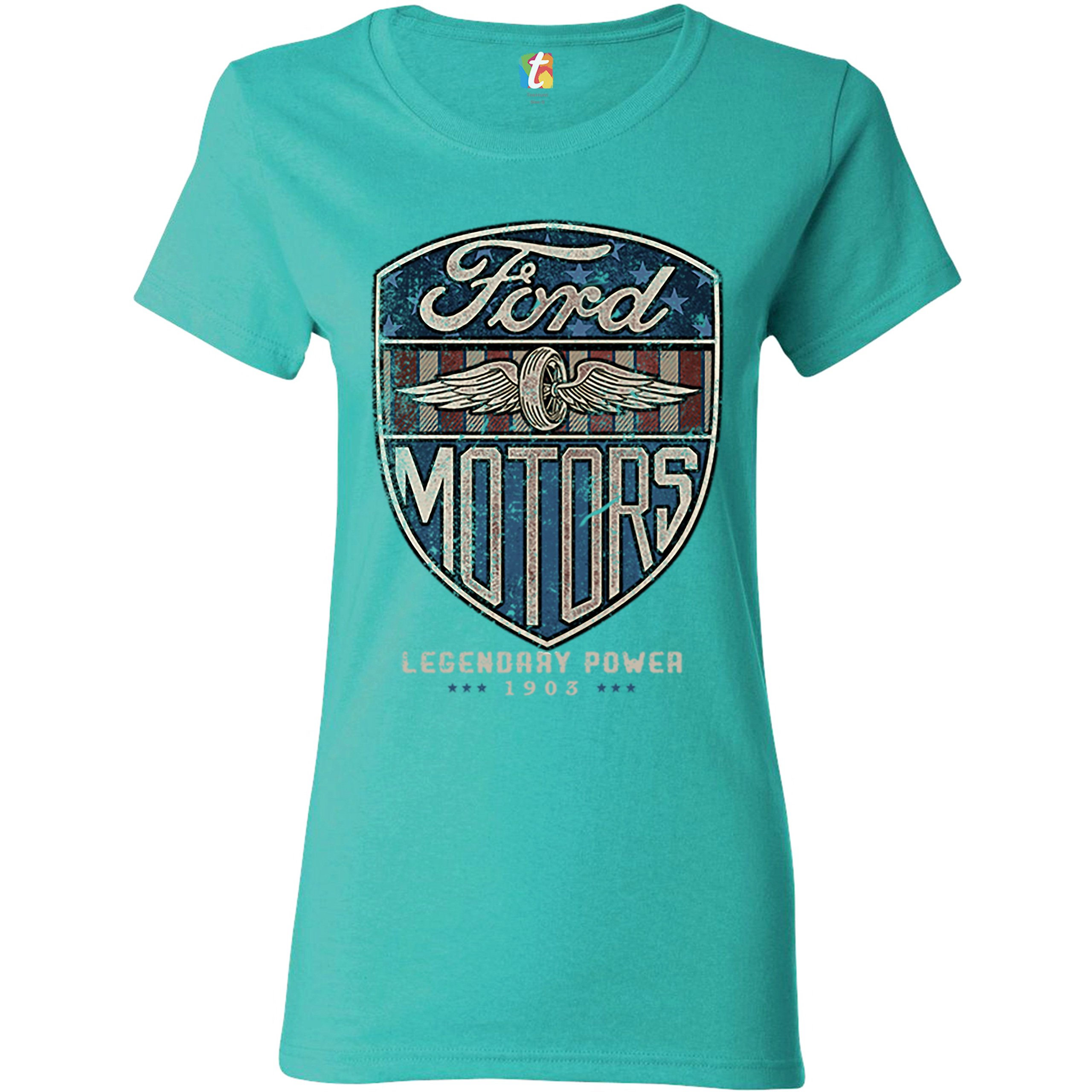 Ford Motors Legendary Power T-Shirt FoMoCo Licensed Automotive Women's Tee