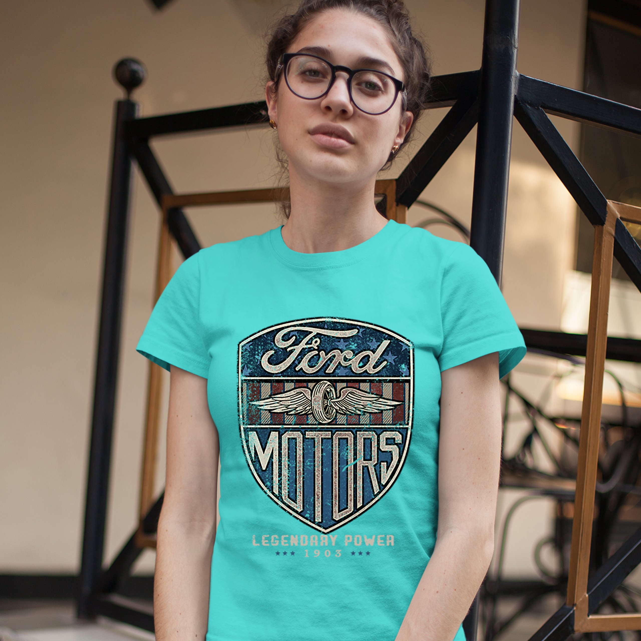 Ford Motors Legendary Power T-Shirt FoMoCo Licensed Automotive Women's Tee