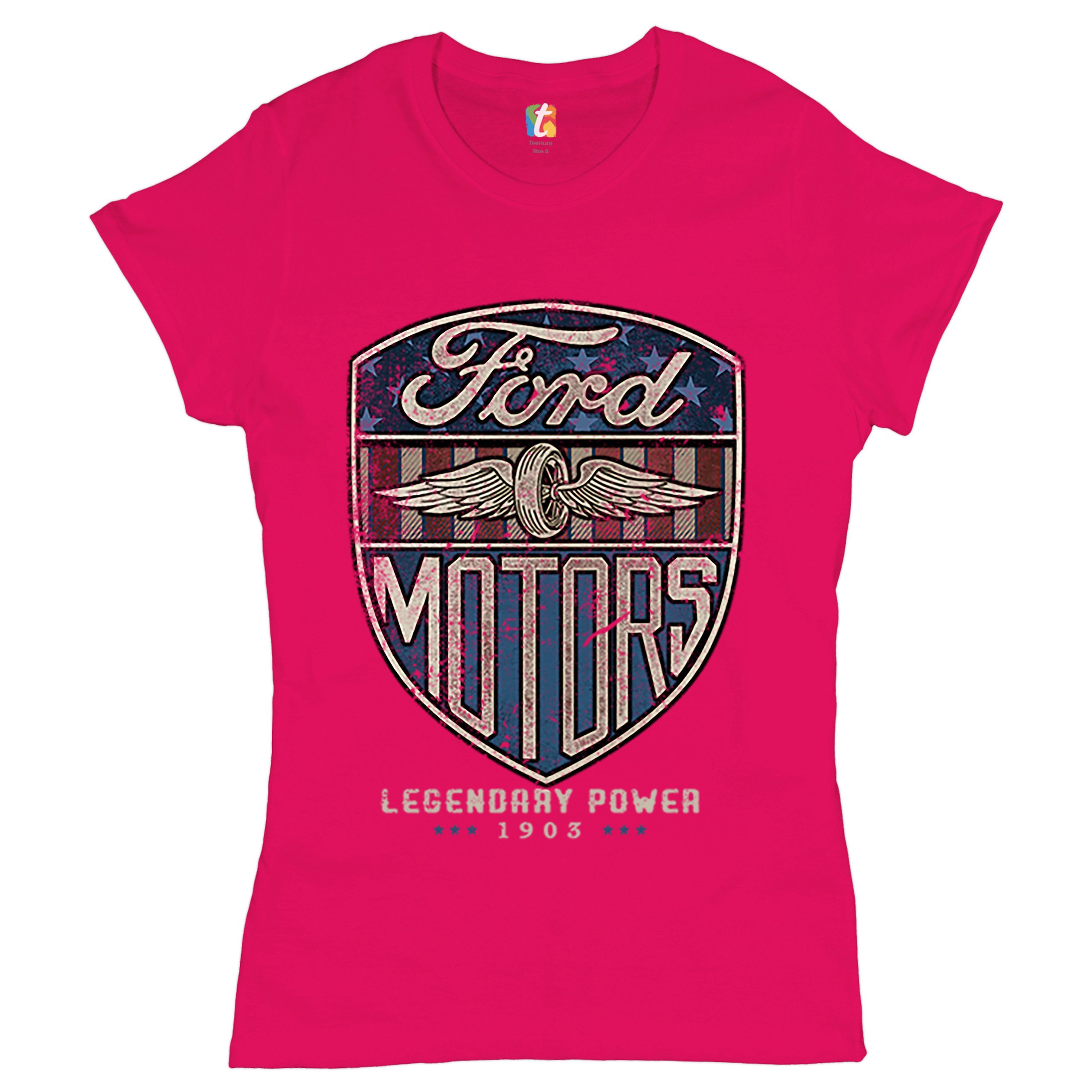 Ford Motors Legendary Power T-Shirt FoMoCo Licensed Automotive Women's Tee