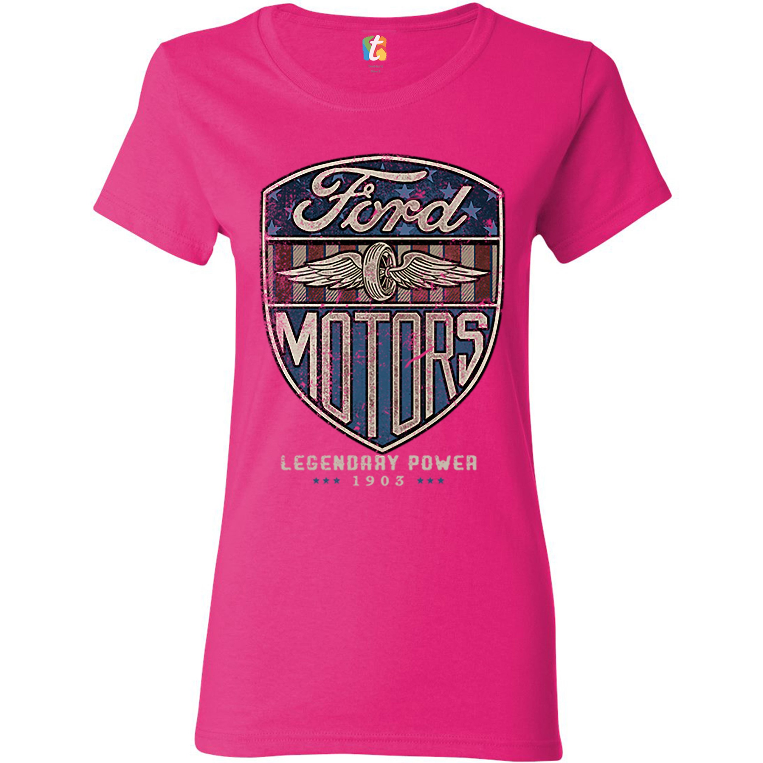 Ford Motors Legendary Power T-Shirt FoMoCo Licensed Automotive Women's Tee