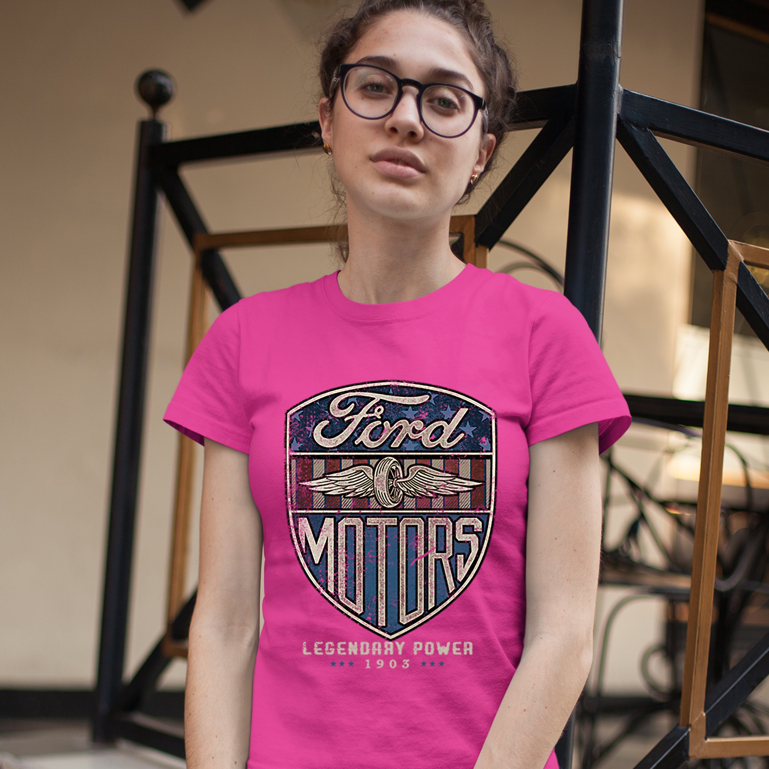 Ford Motors Legendary Power T-Shirt FoMoCo Licensed Automotive Women's Tee