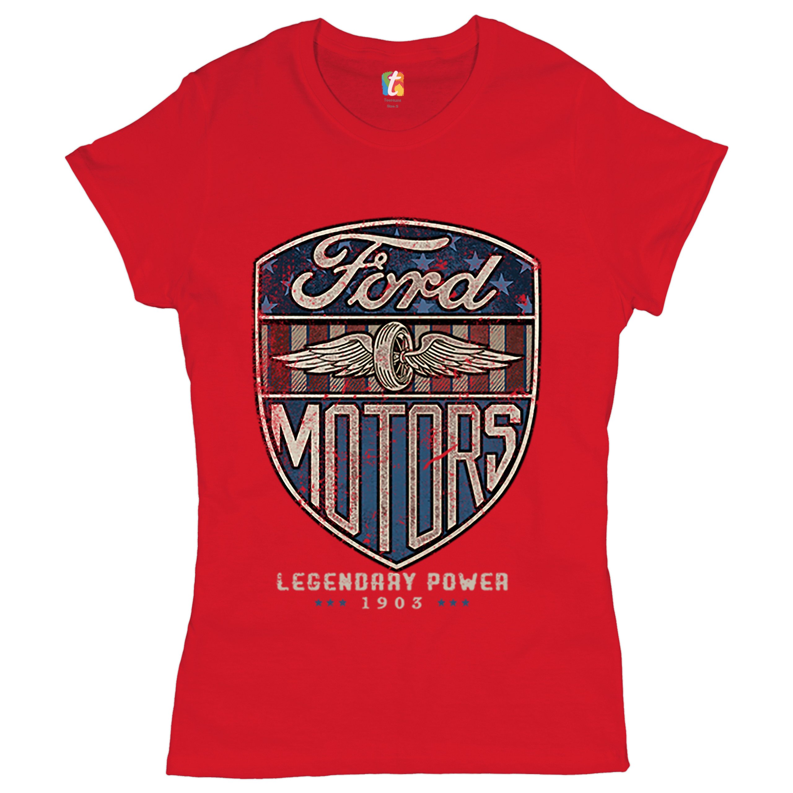 Ford Motors Legendary Power T-Shirt FoMoCo Licensed Automotive Women's Tee