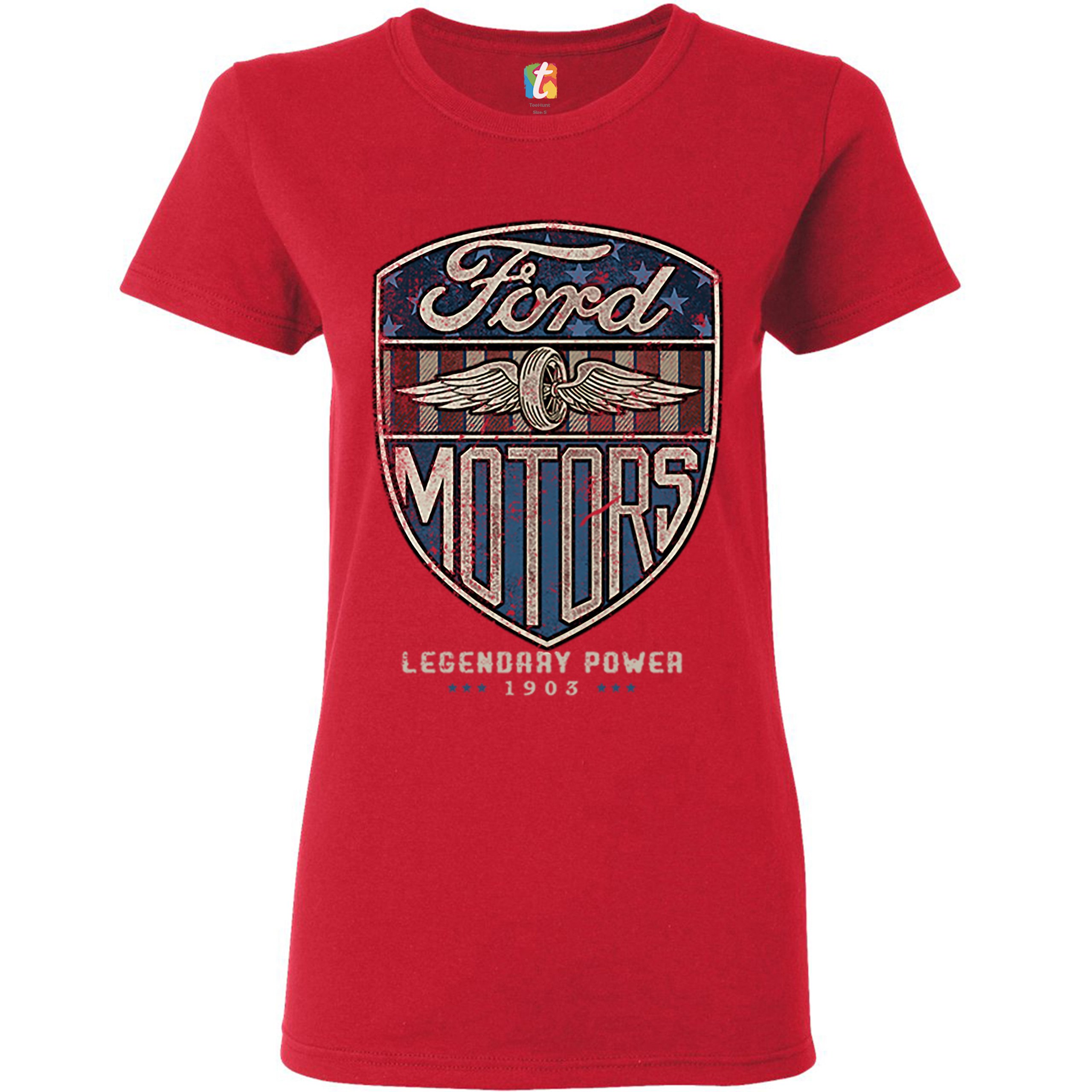 Ford Motors Legendary Power T-Shirt FoMoCo Licensed Automotive Women's Tee