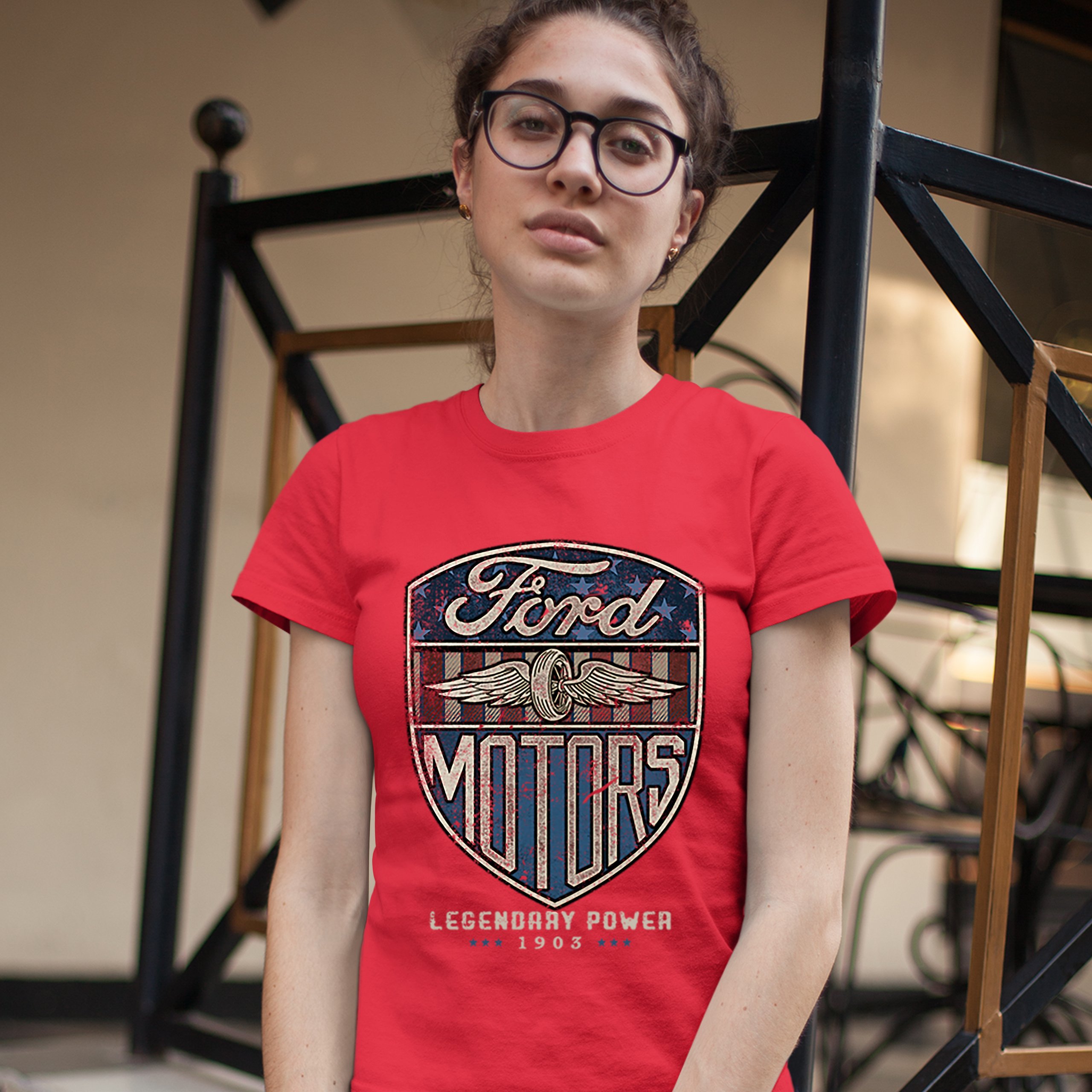 Ford Motors Legendary Power T-Shirt FoMoCo Licensed Automotive Women's Tee