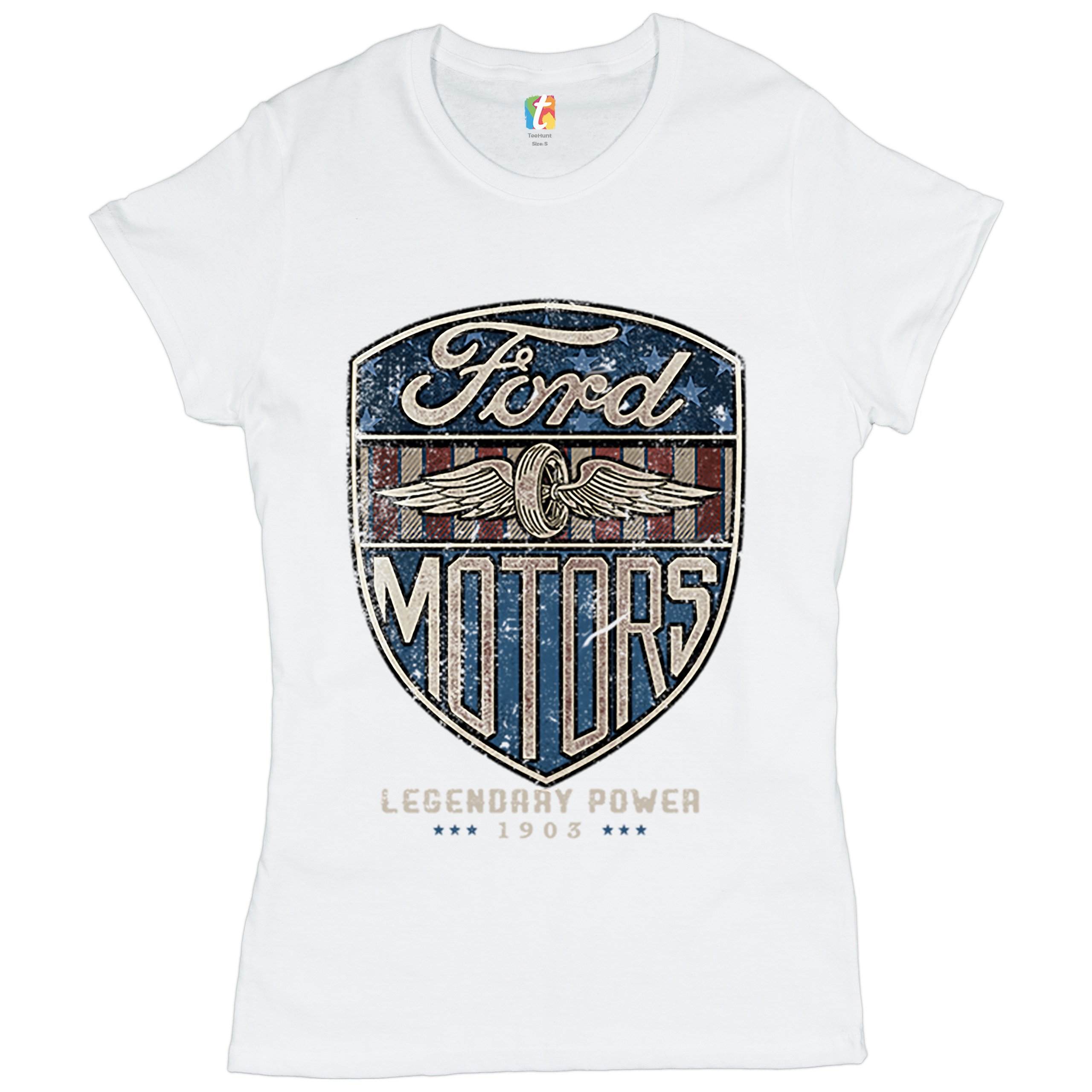 Ford Motors Legendary Power T-Shirt FoMoCo Licensed Automotive Women's Tee