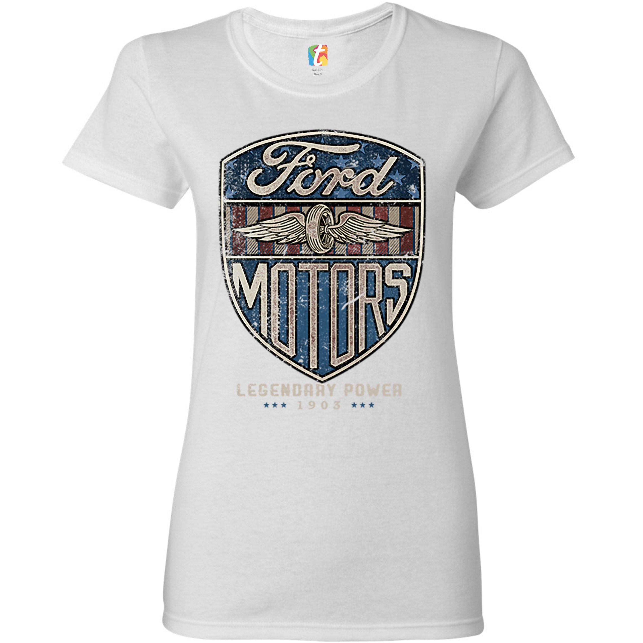 Ford Motors Legendary Power T-Shirt FoMoCo Licensed Automotive Women's Tee