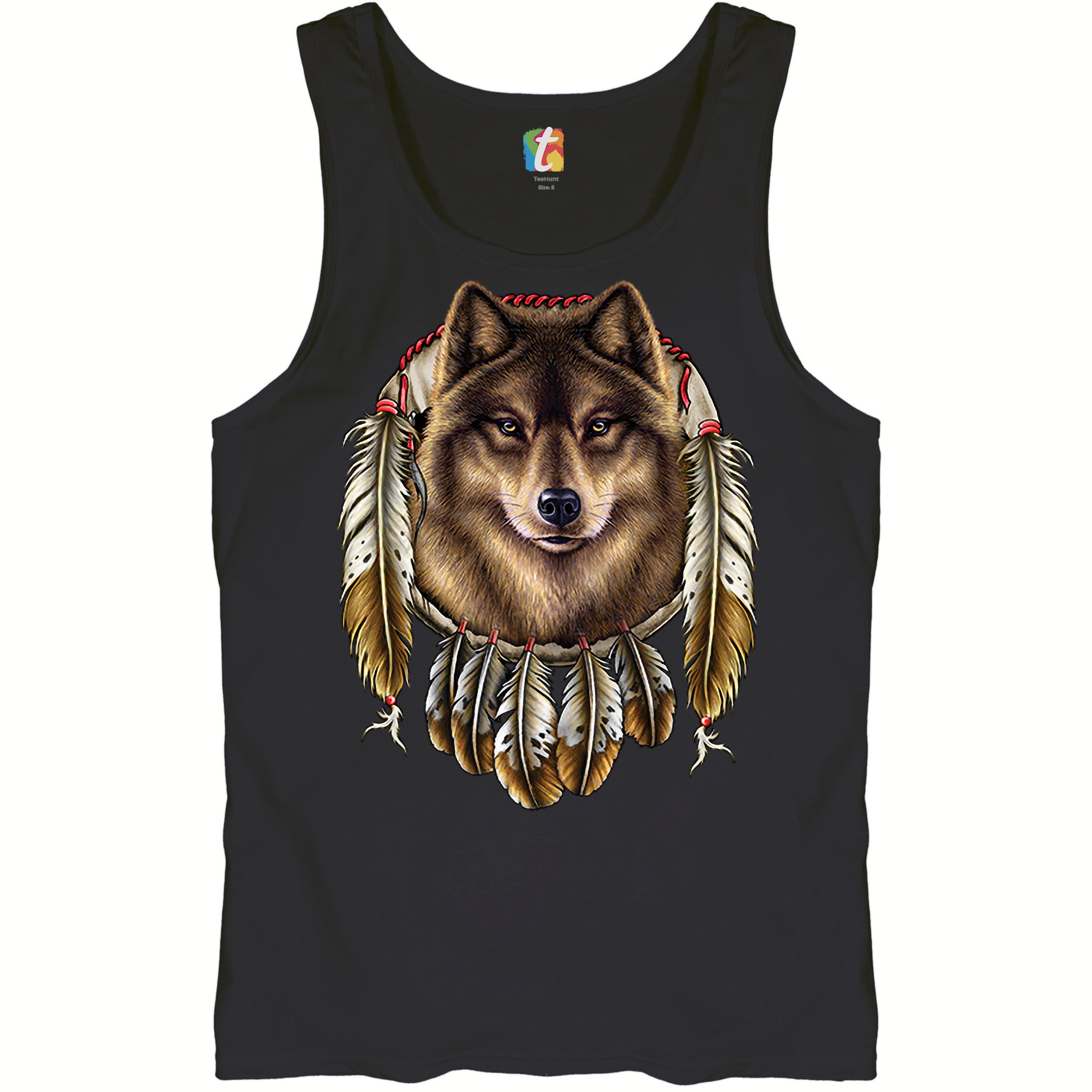 Wolf Spirit Tank Top Native American Dreamcatcher Indigenous Men's Top - Picture 2 of 25