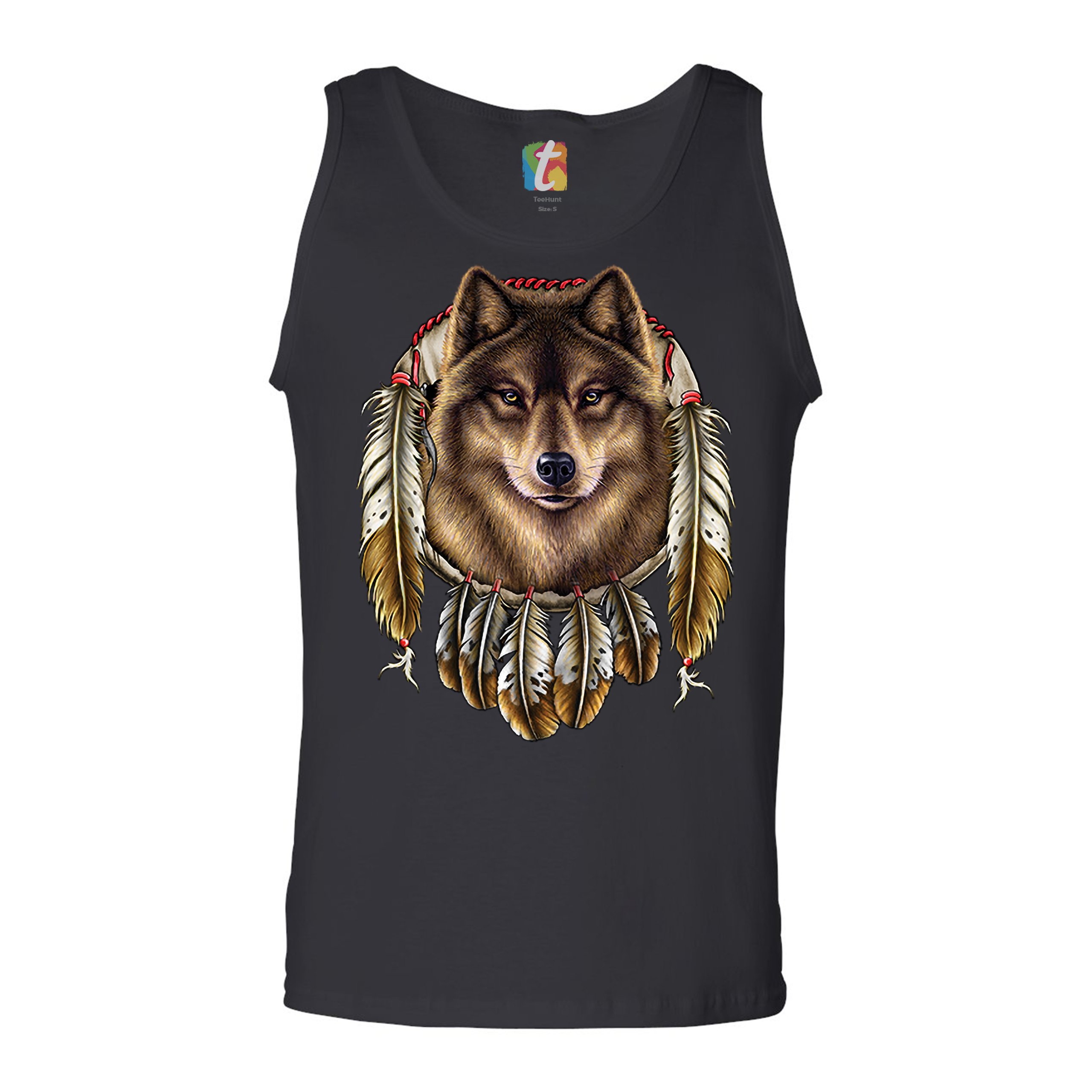 Wolf Spirit Tank Top Native American Dreamcatcher Indigenous Men's Top - Picture 3 of 25