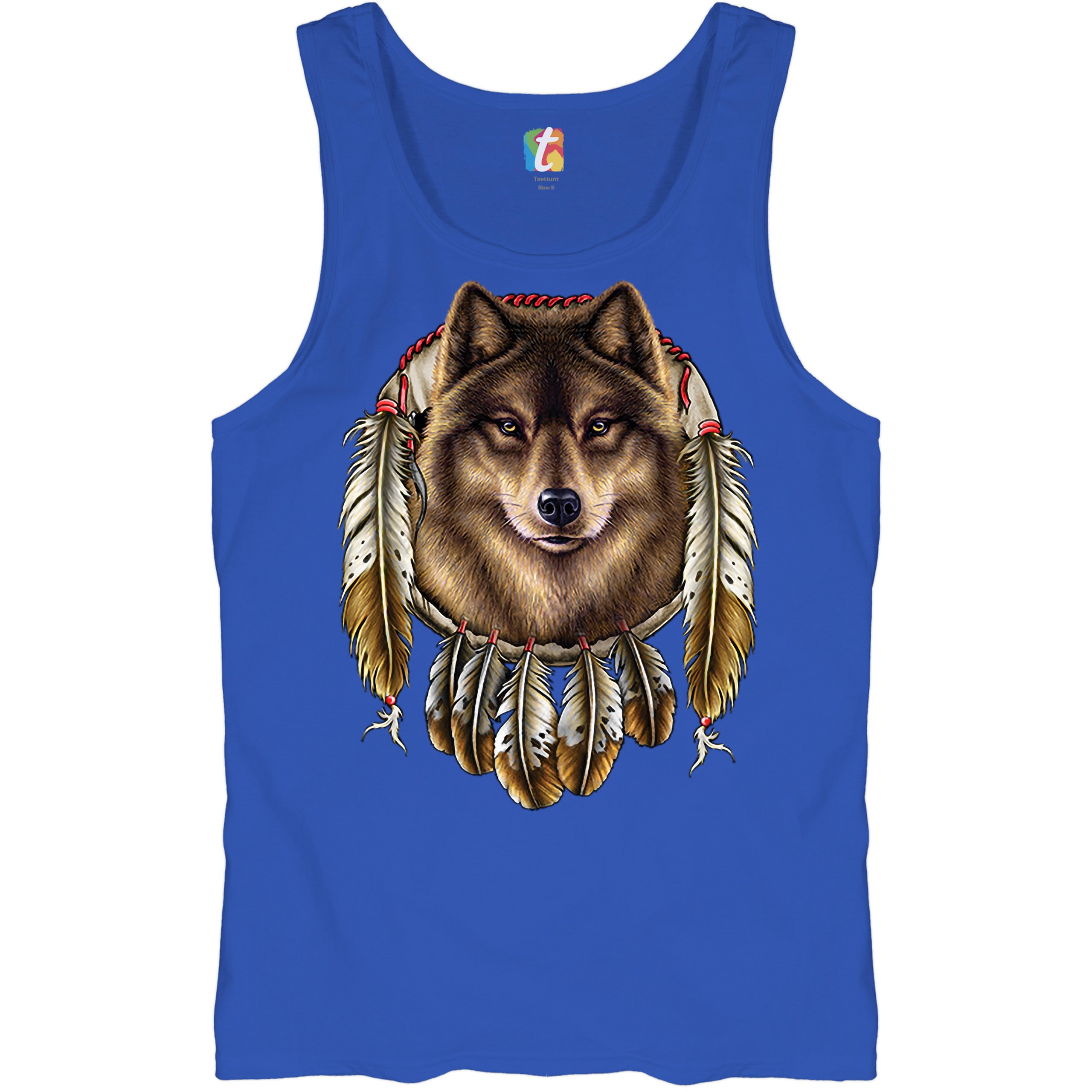 Wolf Spirit Tank Top Native American Dreamcatcher Indigenous Men's Top - Picture 22 of 25