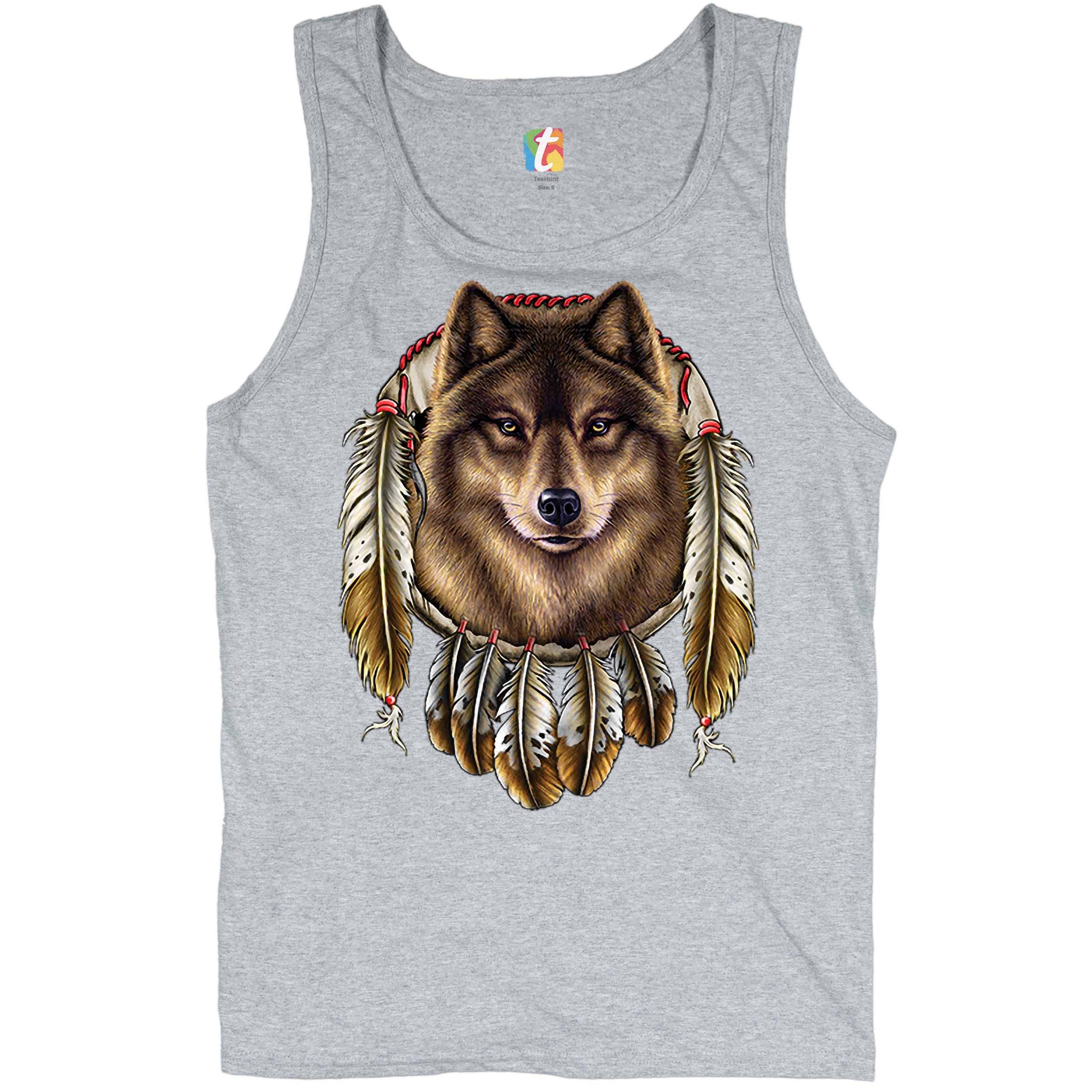 Wolf Spirit Tank Top Native American Dreamcatcher Indigenous Men's Top - Picture 6 of 25