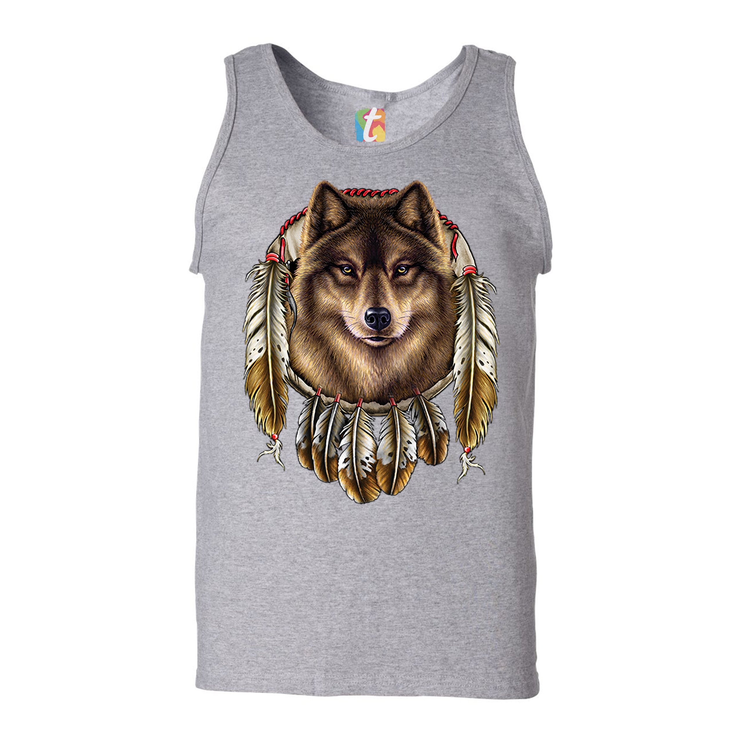 Wolf Spirit Tank Top Native American Dreamcatcher Indigenous Men's Top - Picture 7 of 25