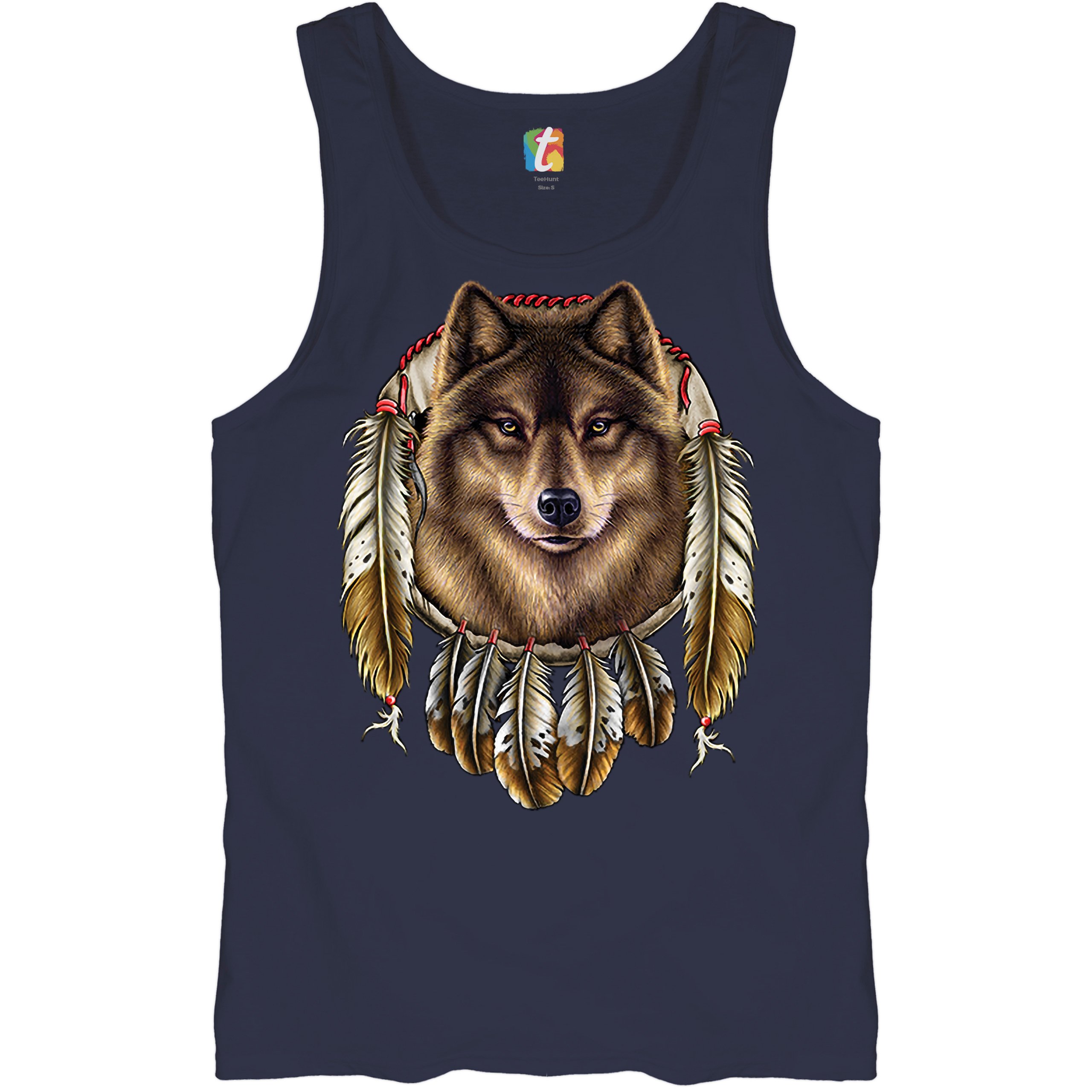 Wolf Spirit Tank Top Native American Dreamcatcher Indigenous Men's Top - Picture 18 of 25