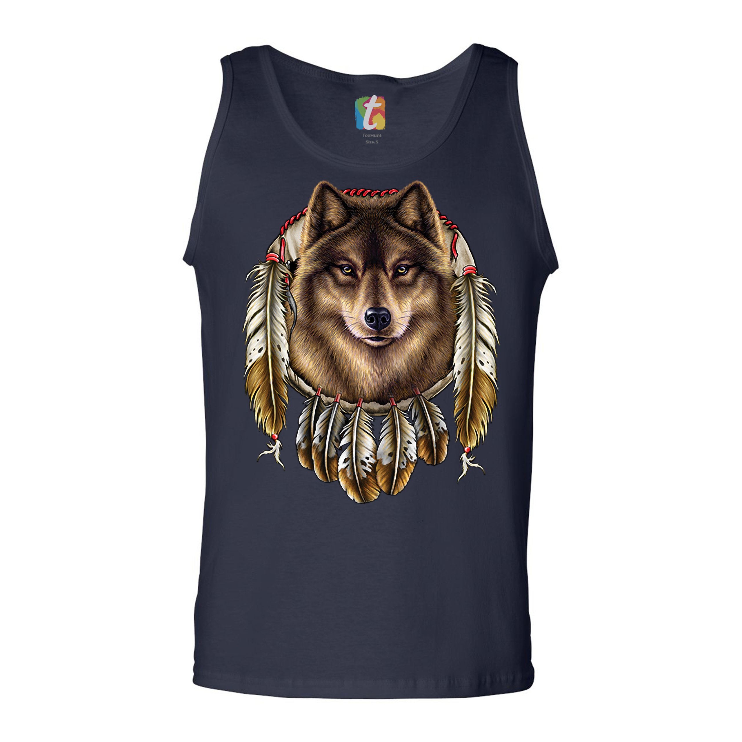 Wolf Spirit Tank Top Native American Dreamcatcher Indigenous Men's Top - Picture 19 of 25