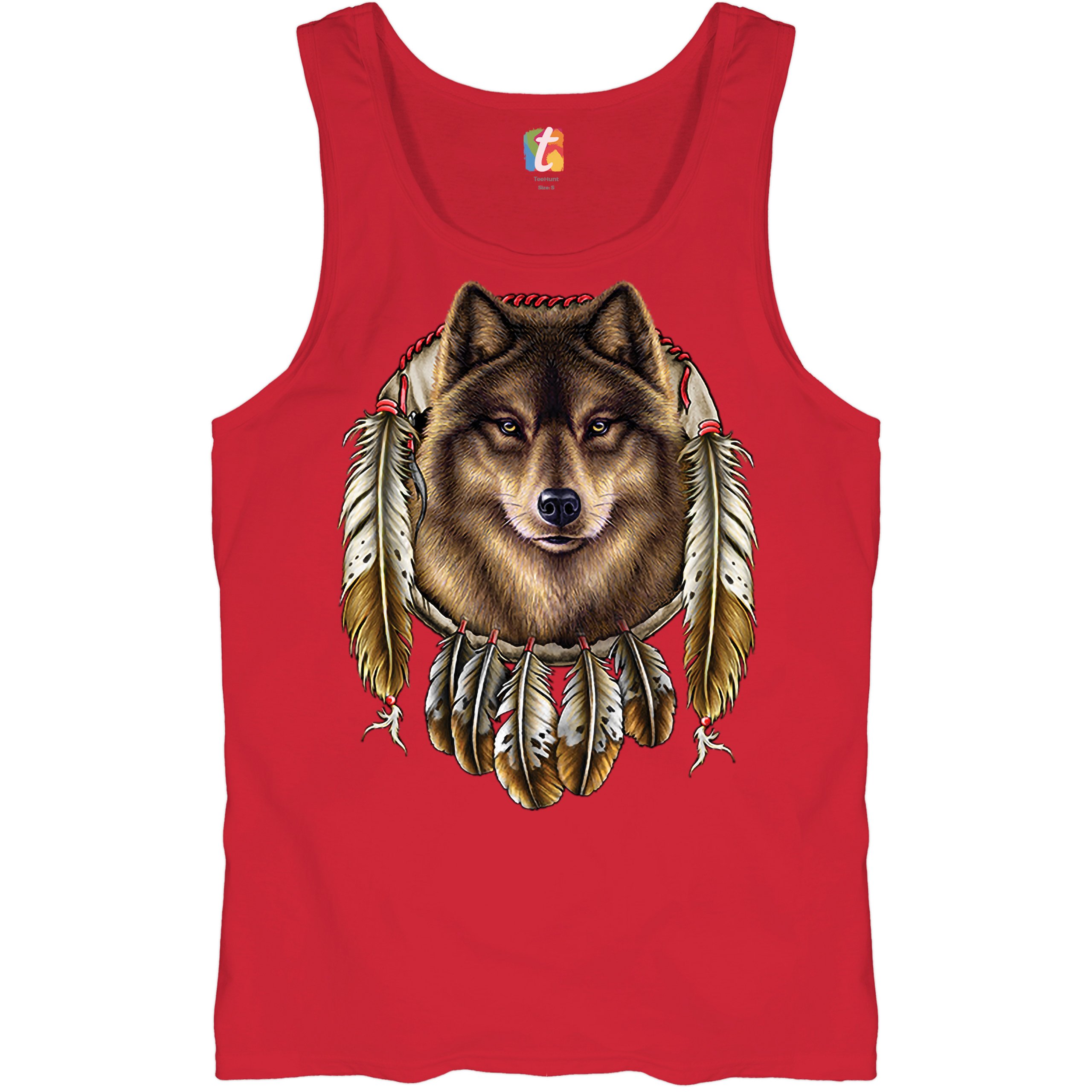 Wolf Spirit Tank Top Native American Dreamcatcher Indigenous Men's Top - Picture 10 of 25