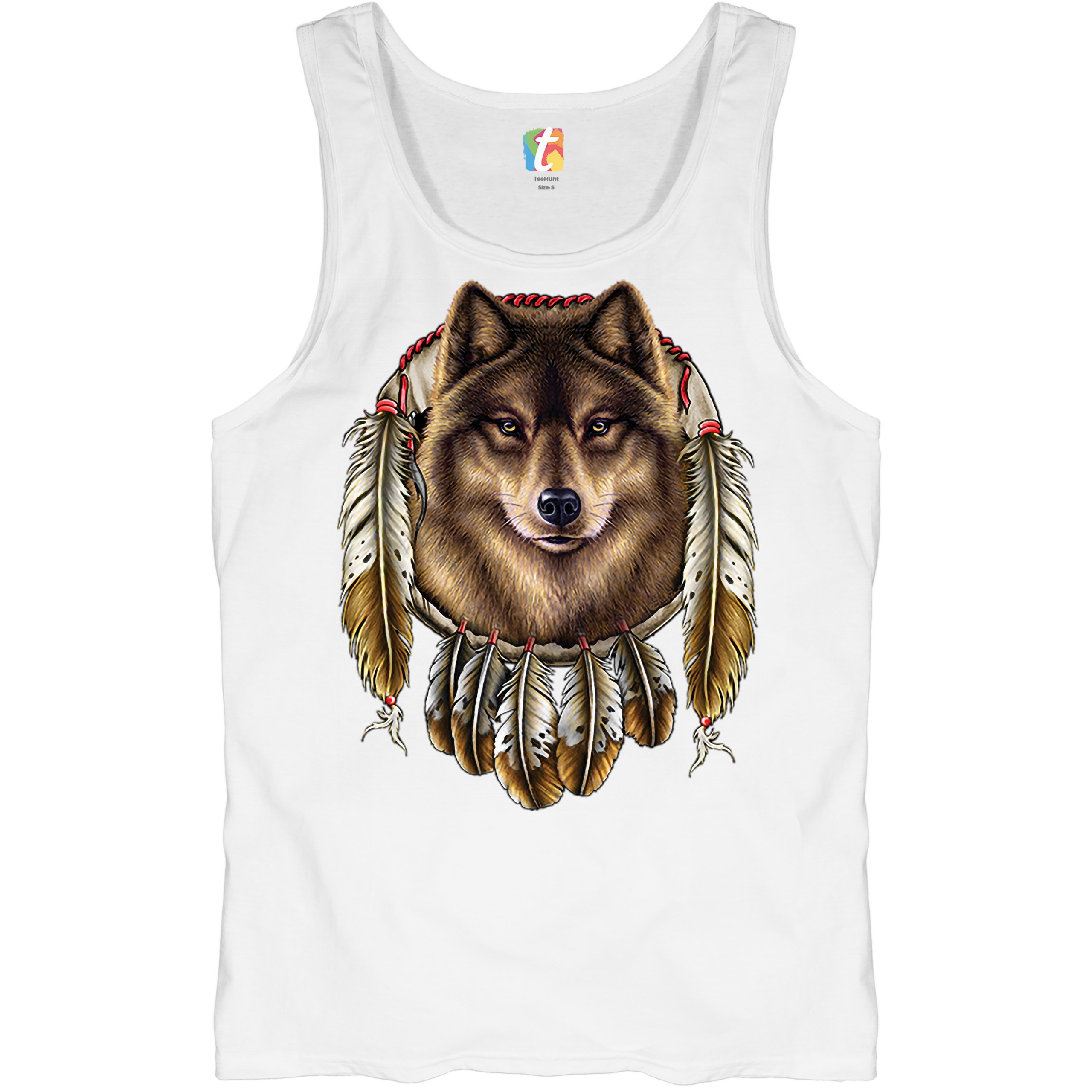 Wolf Spirit Tank Top Native American Dreamcatcher Indigenous Men's Top - Picture 14 of 25
