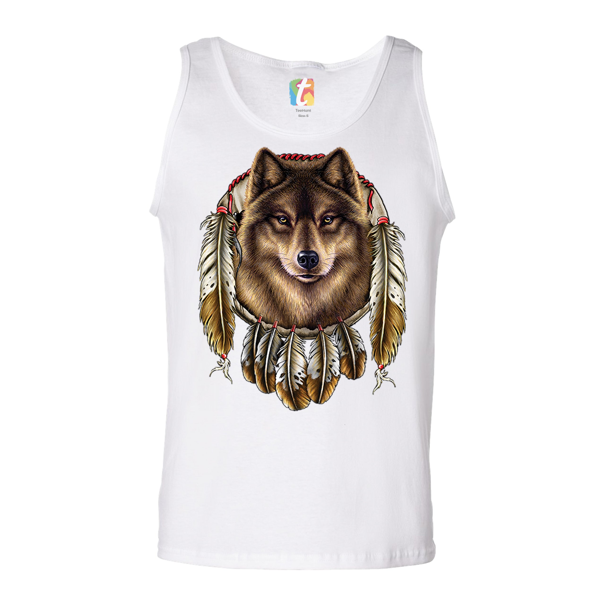 Wolf Spirit Tank Top Native American Dreamcatcher Indigenous Men's Top - Picture 15 of 25