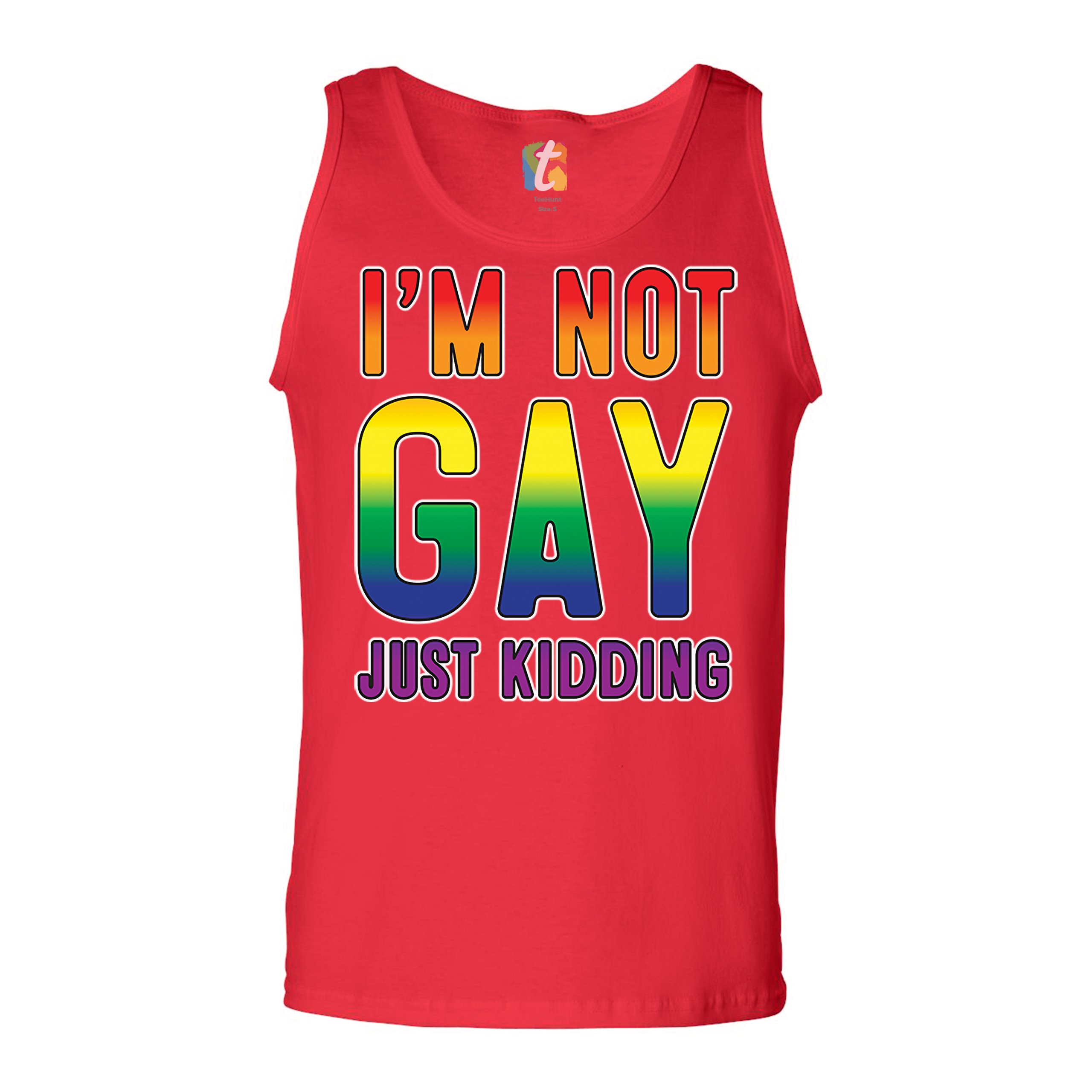I'm Not Gay Just Kidding Tank Top Love Is Love Gay Rainbow Funny Men's Top - Picture 11 of 21