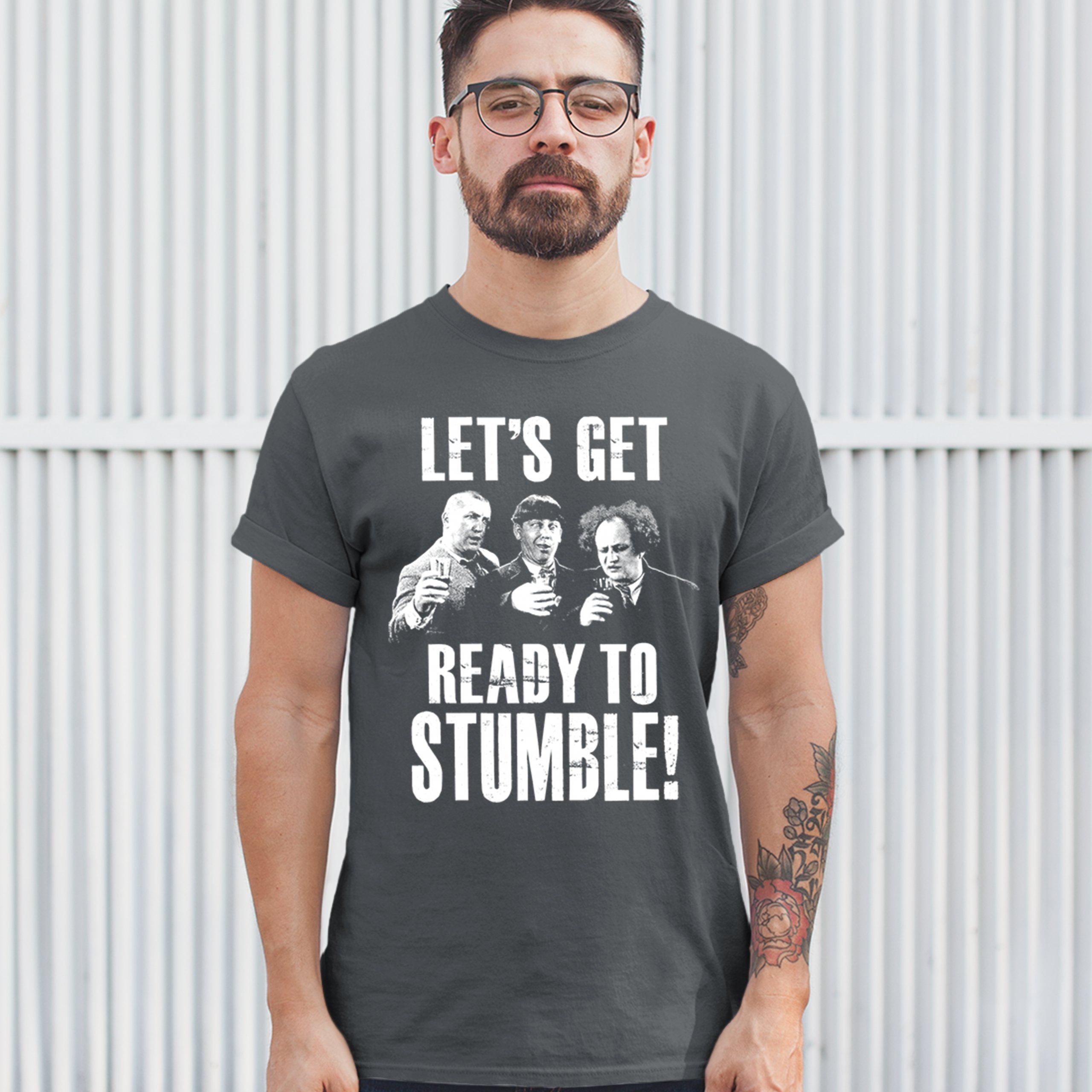 Let's Get Ready to Stumble T-shirt The Three Stooges Funny Vintage Men's Tee - Picture 41 of 53