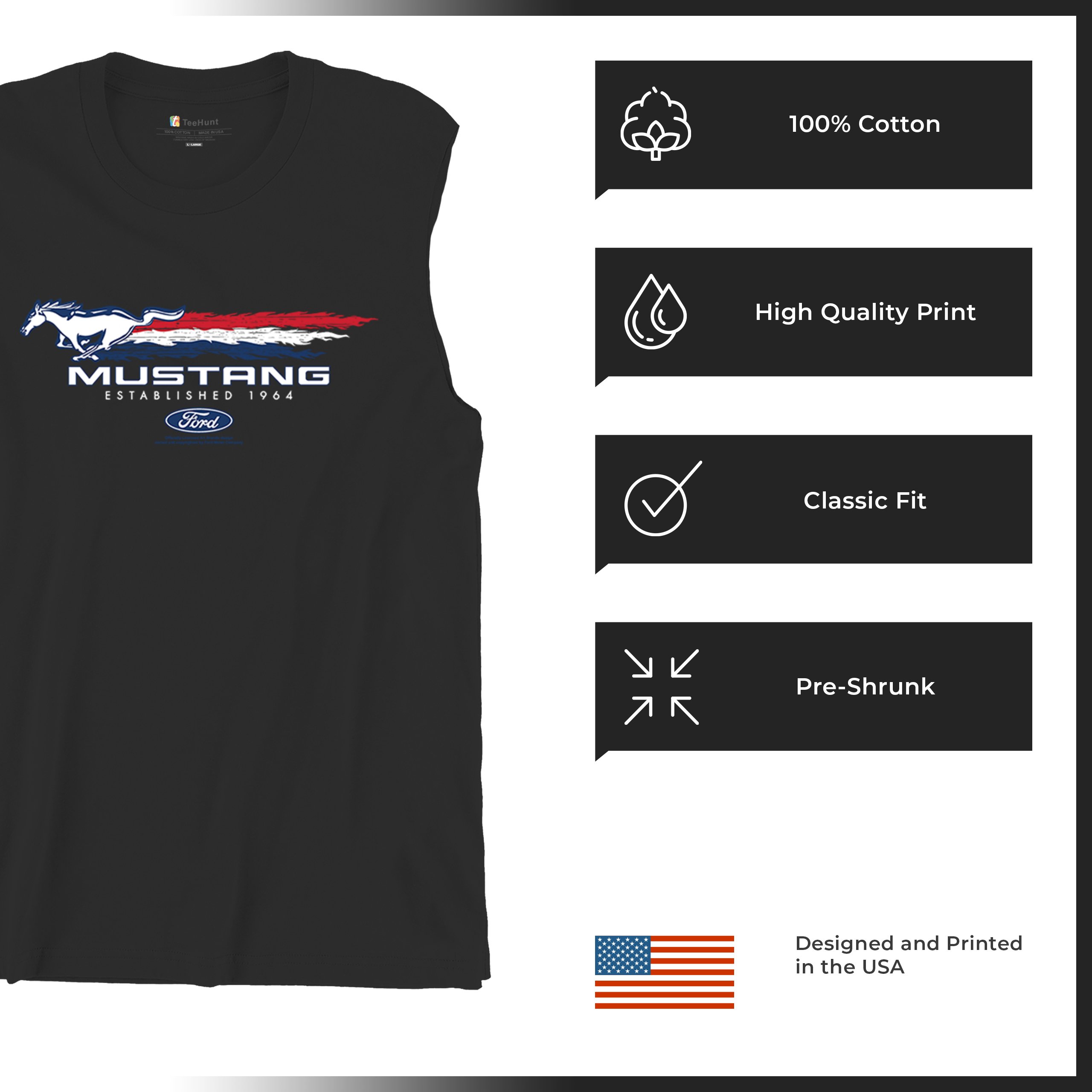 Ford Mustang Established 1964 Muscle Shirt Shelby Mach 1 Boss GT Muscle Men's - Picture 7 of 29