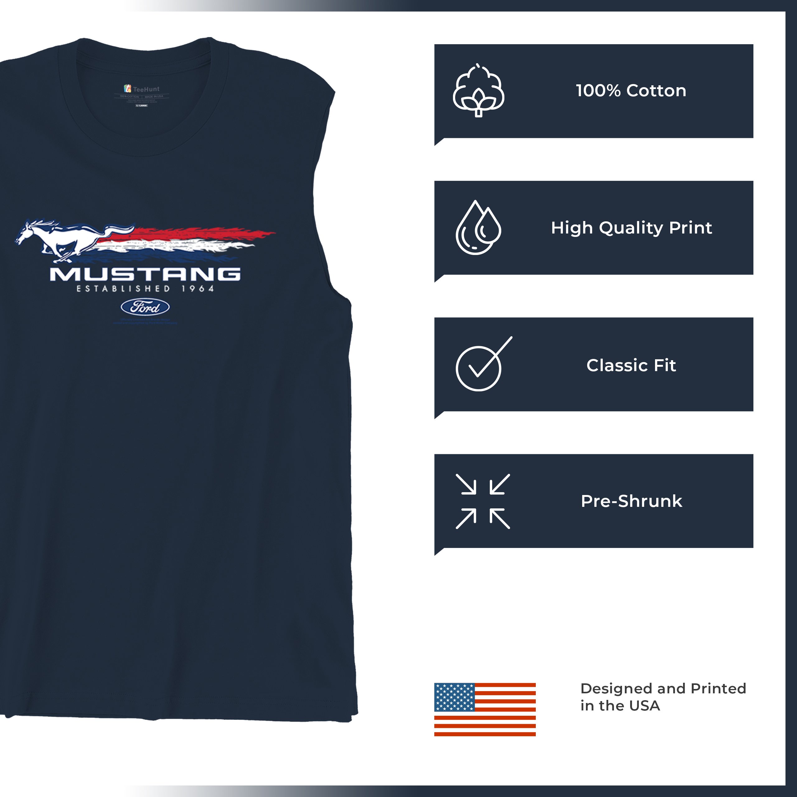 Ford Mustang Established 1964 Muscle Shirt Shelby Mach 1 Boss GT Muscle Men's - Picture 21 of 29