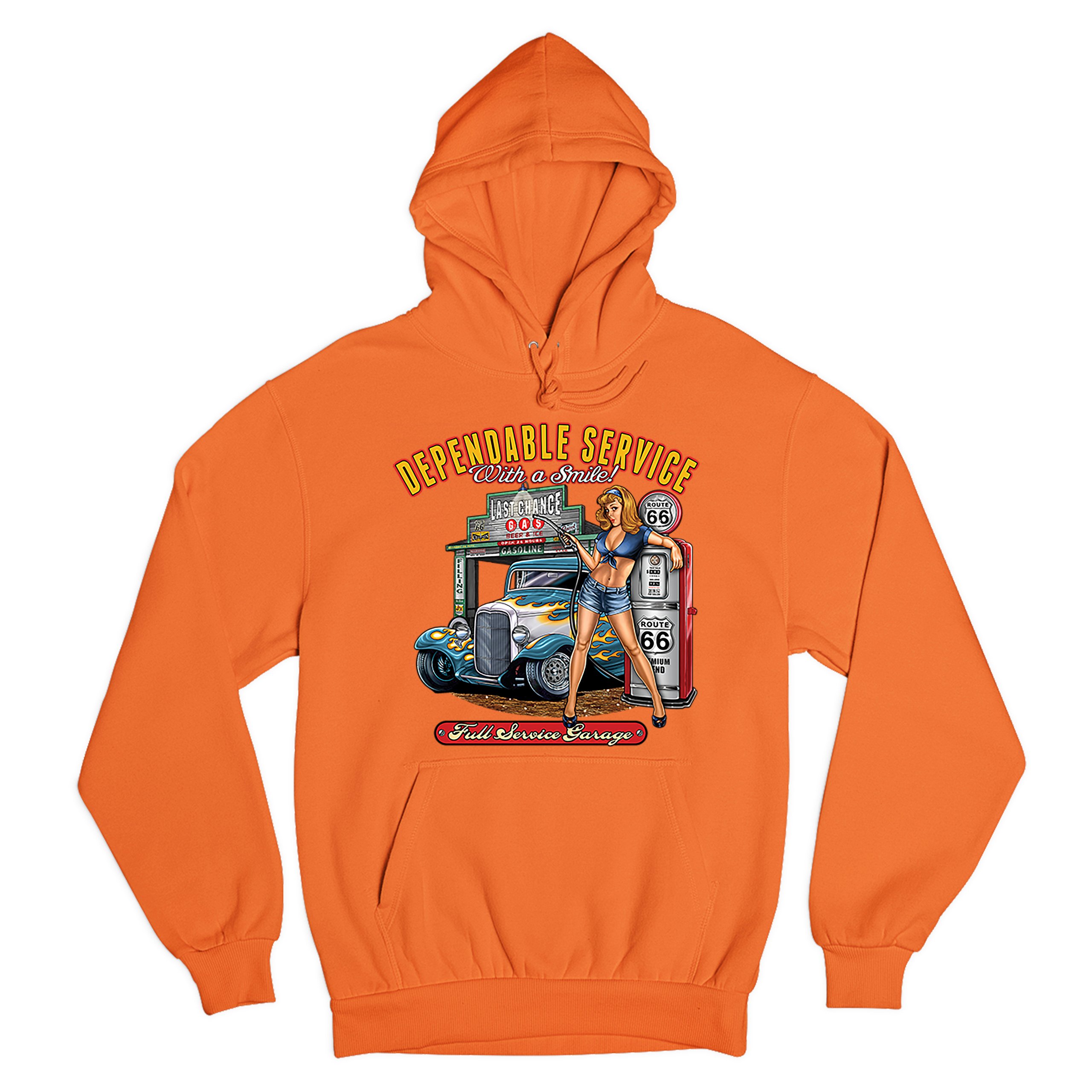 T-shirt tankstation benzine diesel 24 uur service banden olie Hot Rod US CAR MUCLE CAR V8 Route 66 USA Amerika in zwart, zwart, 128 cm