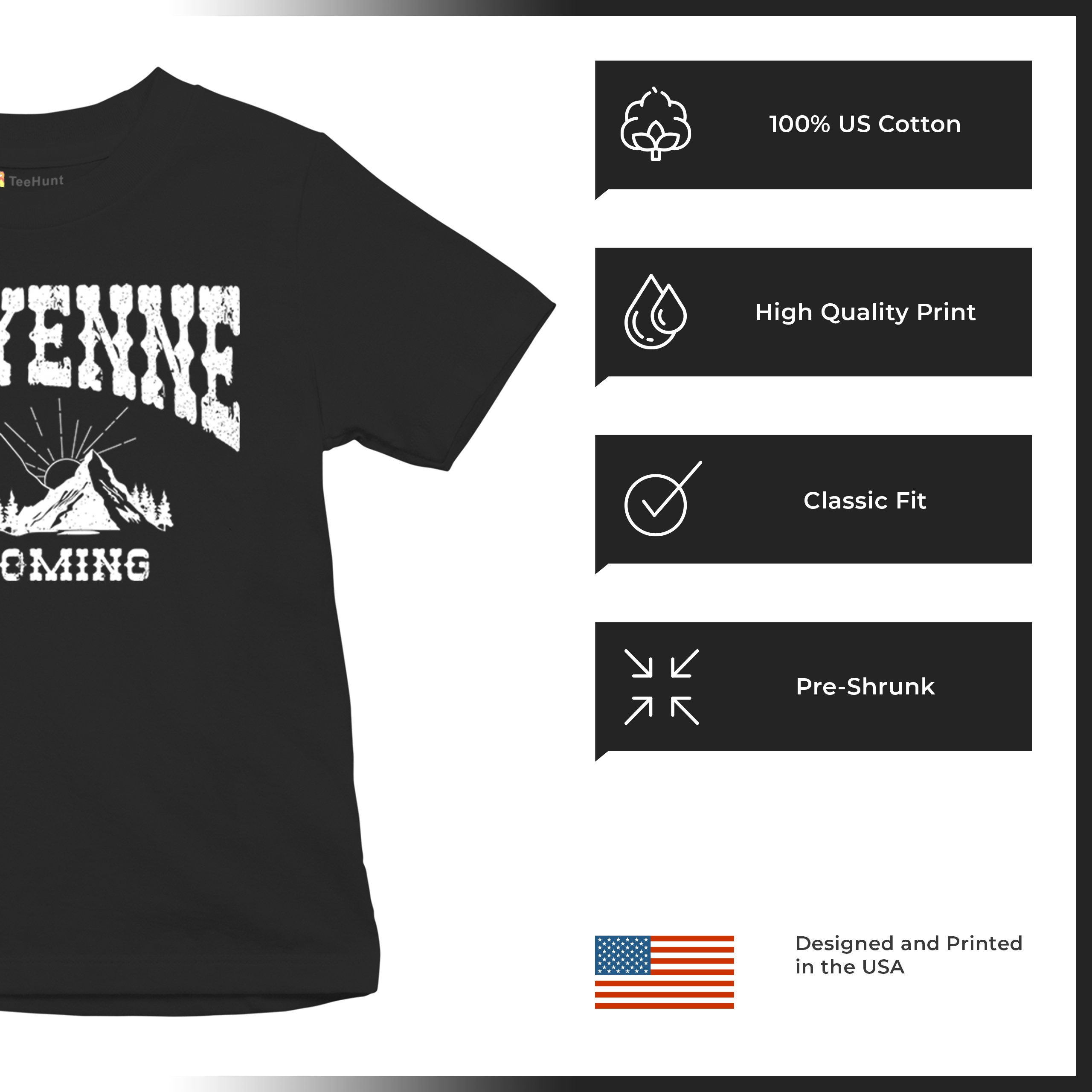 Cheyenne Arch Wyoming Youth T-shirt Vintage Wild West Cowboy Country Kids - Picture 7 of 36