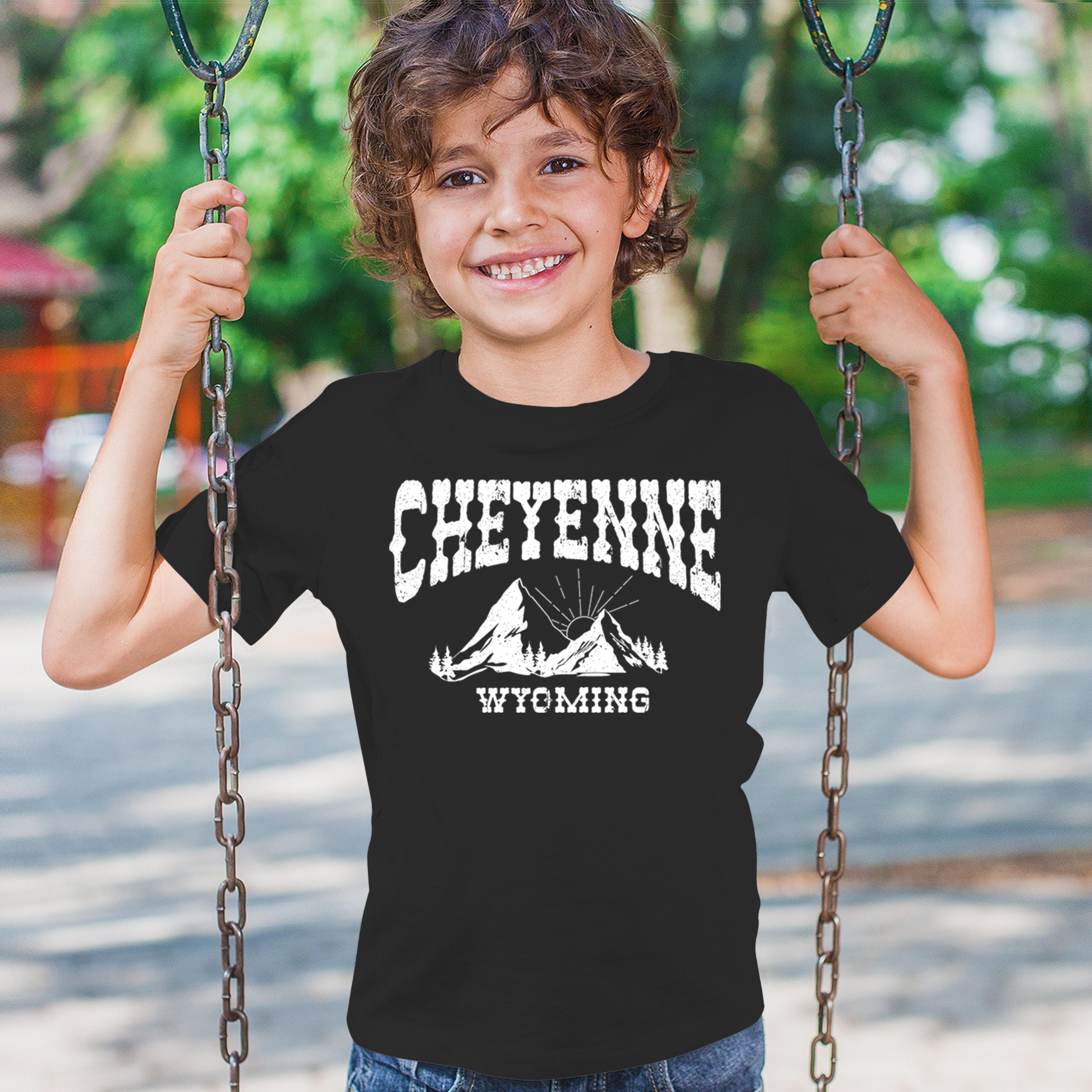Cheyenne Arch Wyoming Youth T-shirt Vintage Wild West Cowboy Country Kids - Picture 5 of 36
