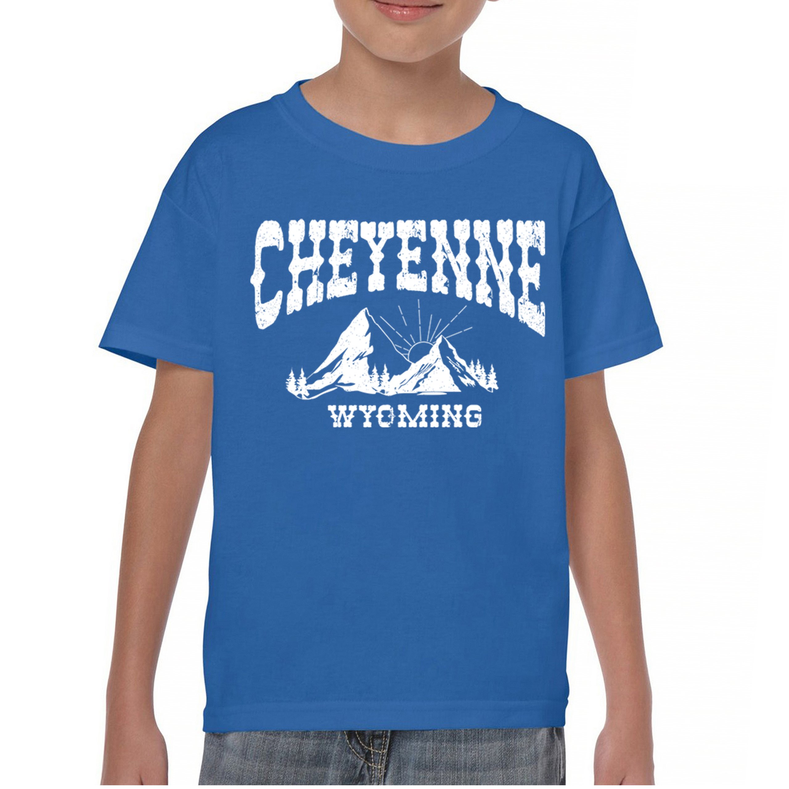Cheyenne Arch Wyoming Youth T-shirt Vintage Wild West Cowboy Country Kids - Picture 23 of 36