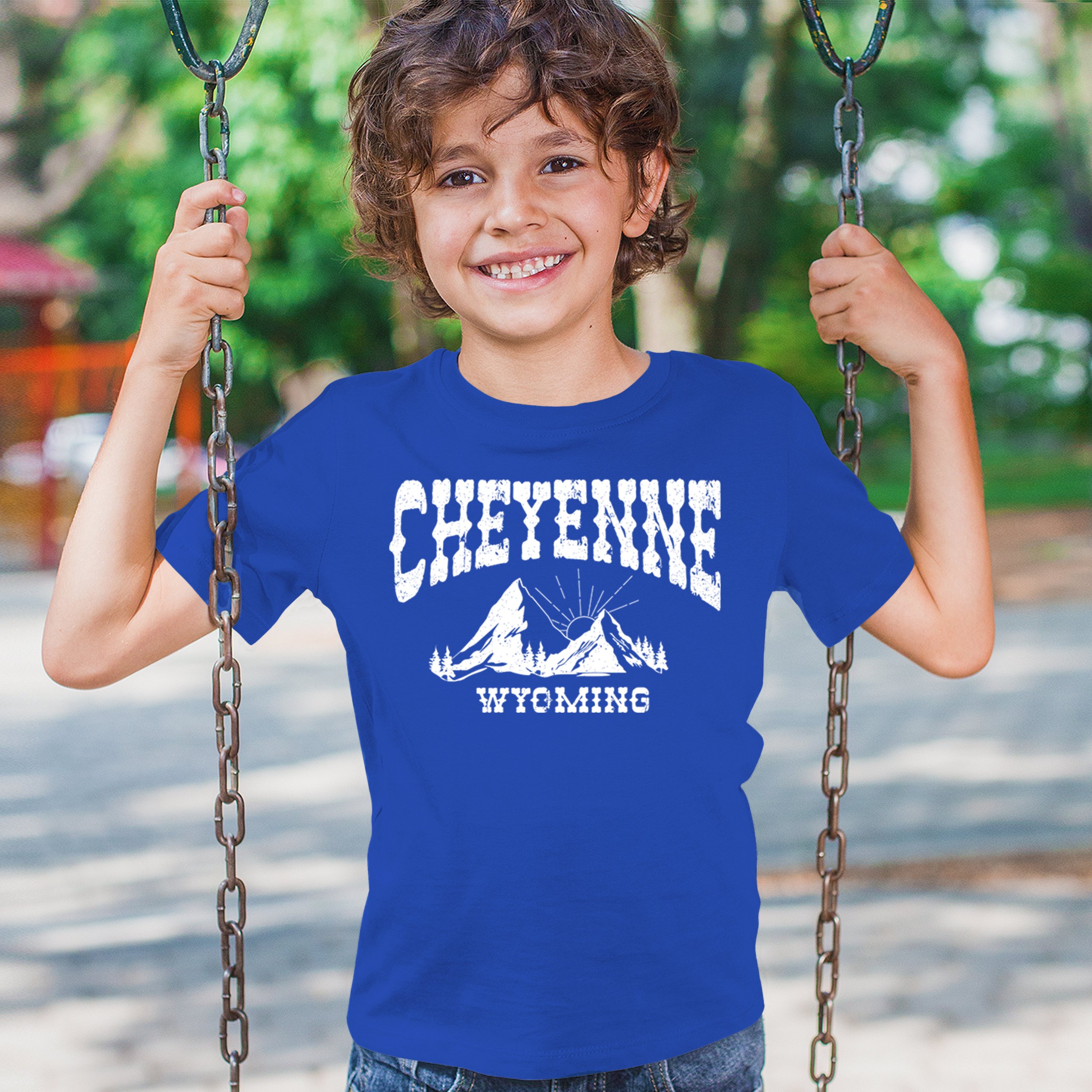 Cheyenne Arch Wyoming Youth T-shirt Vintage Wild West Cowboy Country Kids - Picture 26 of 36