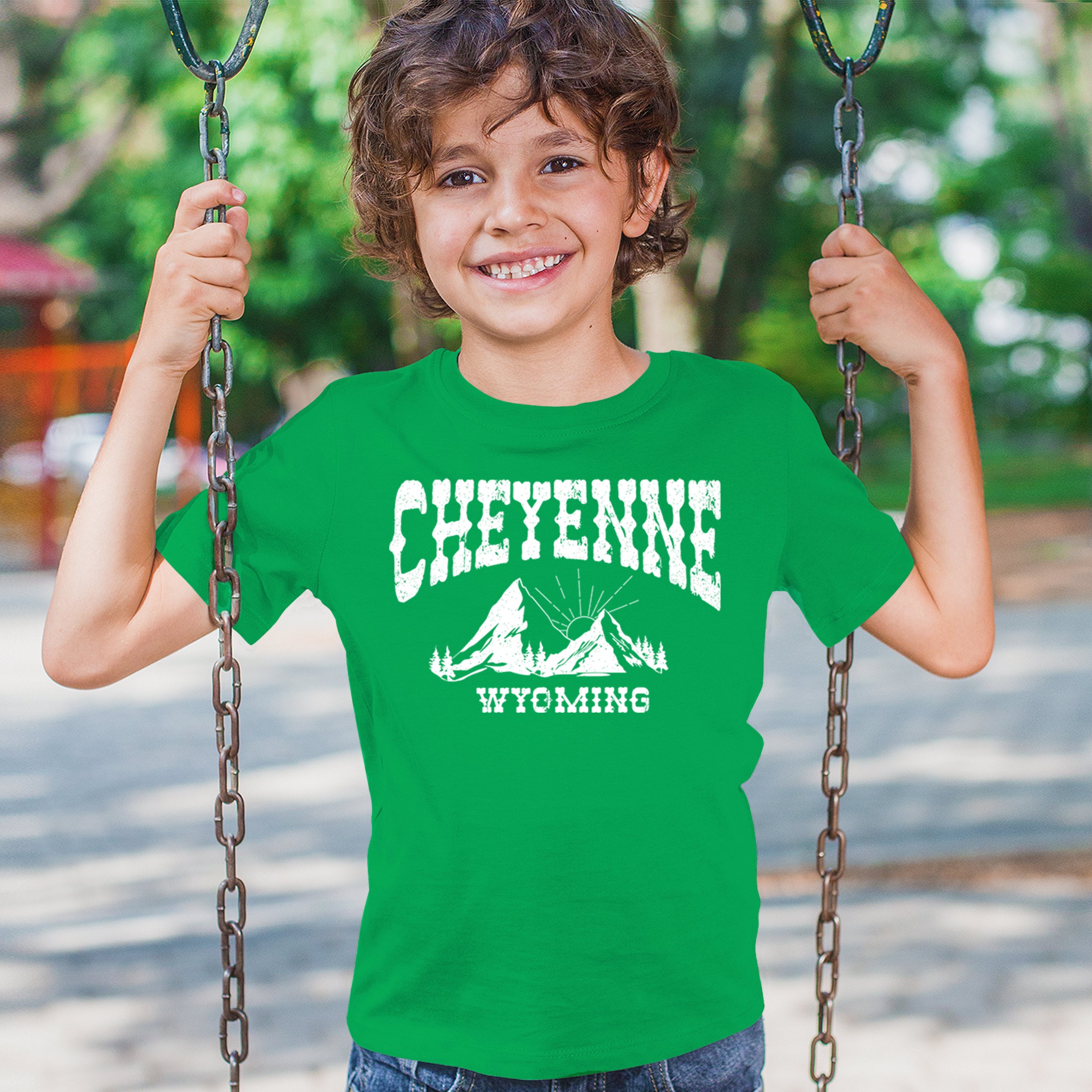Cheyenne Arch Wyoming Youth T-shirt Vintage Wild West Cowboy Country Kids - Picture 19 of 36