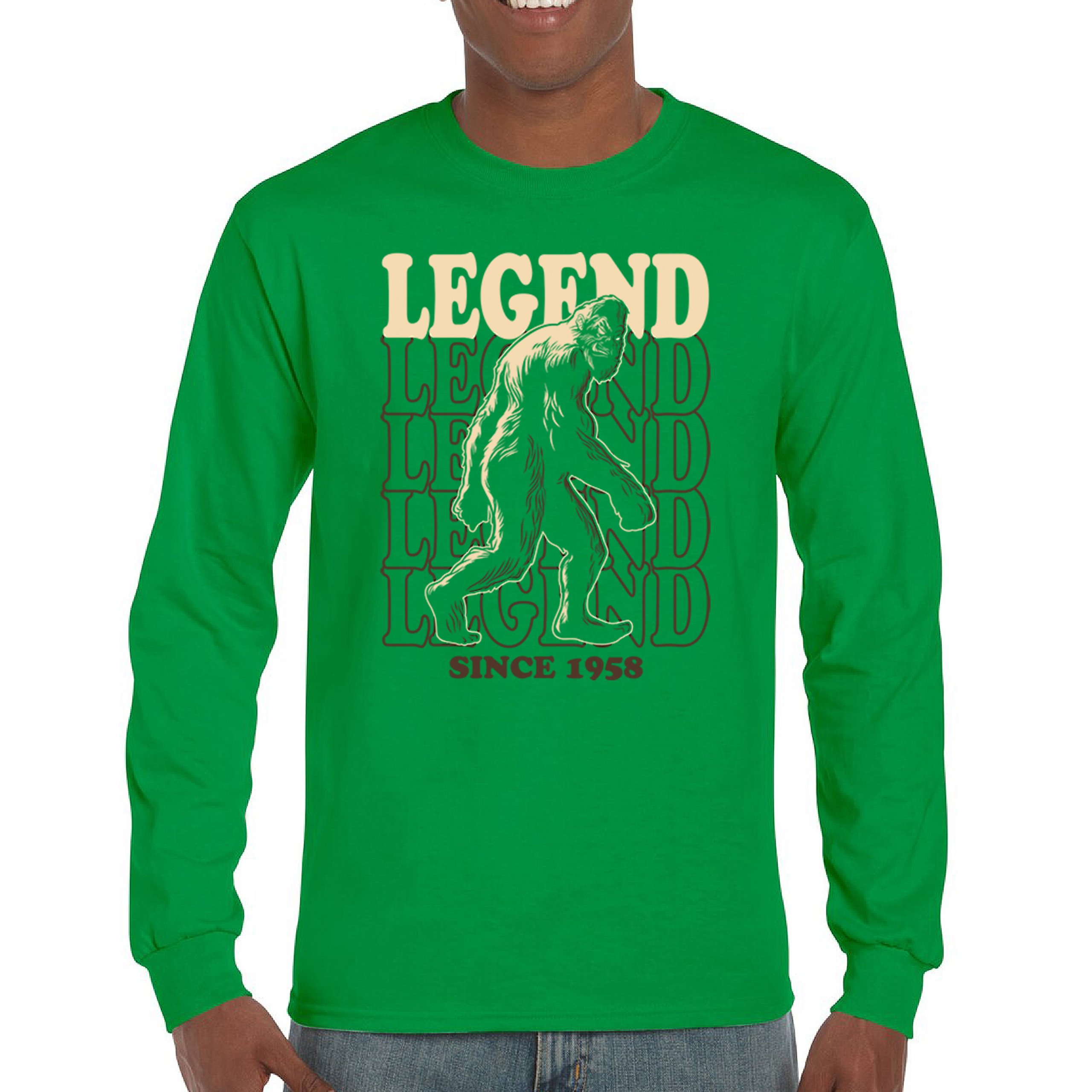 Bigfoot Legend Since 1958 Long Sleeve T-shirt Funny Vintage Classic Sasquatch - Picture 30 of 43