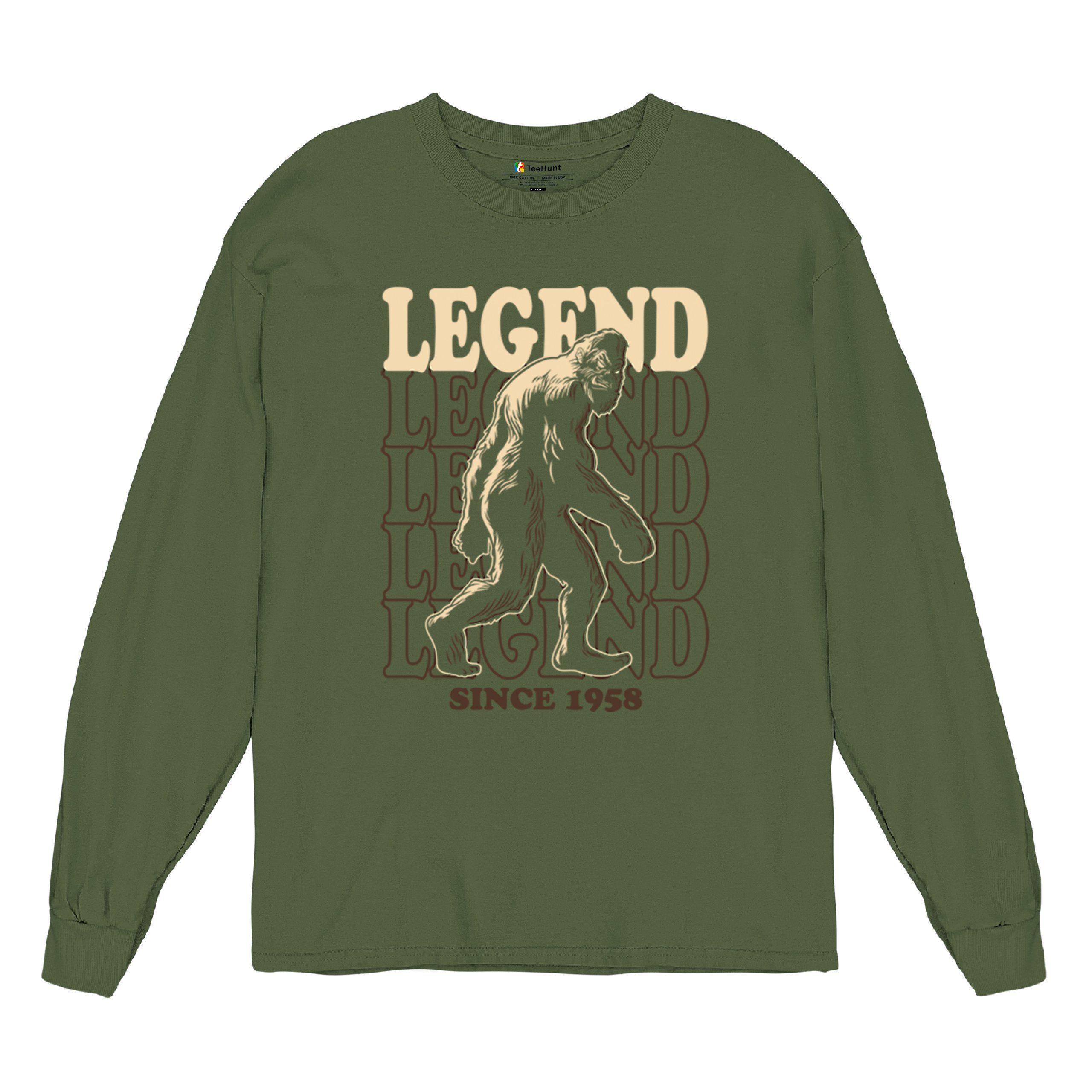 Bigfoot Legend Since 1958 Long Sleeve T-shirt Funny Vintage Classic Sasquatch - Picture 41 of 43