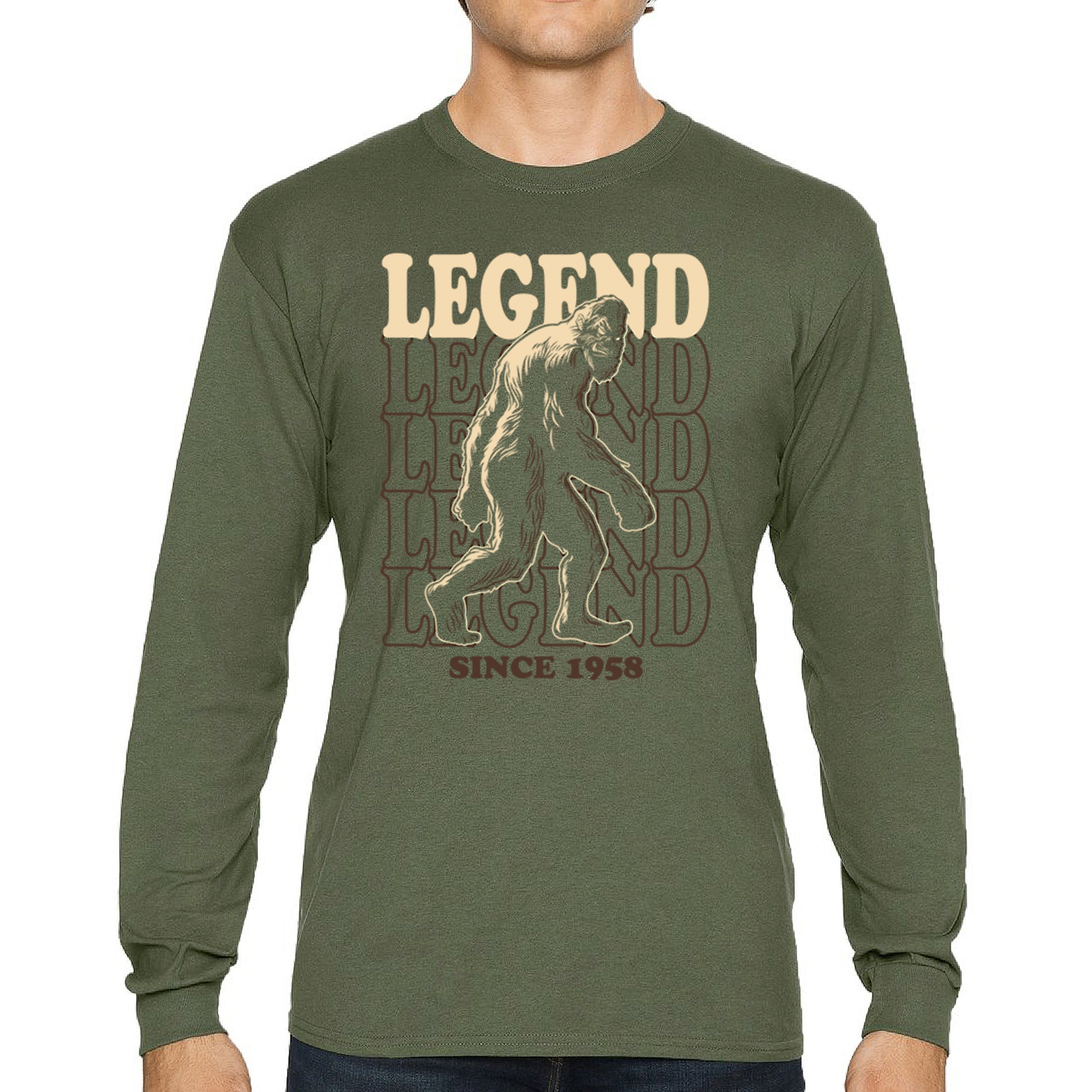 Bigfoot Legend Since 1958 Long Sleeve T-shirt Funny Vintage Classic Sasquatch - Picture 37 of 43