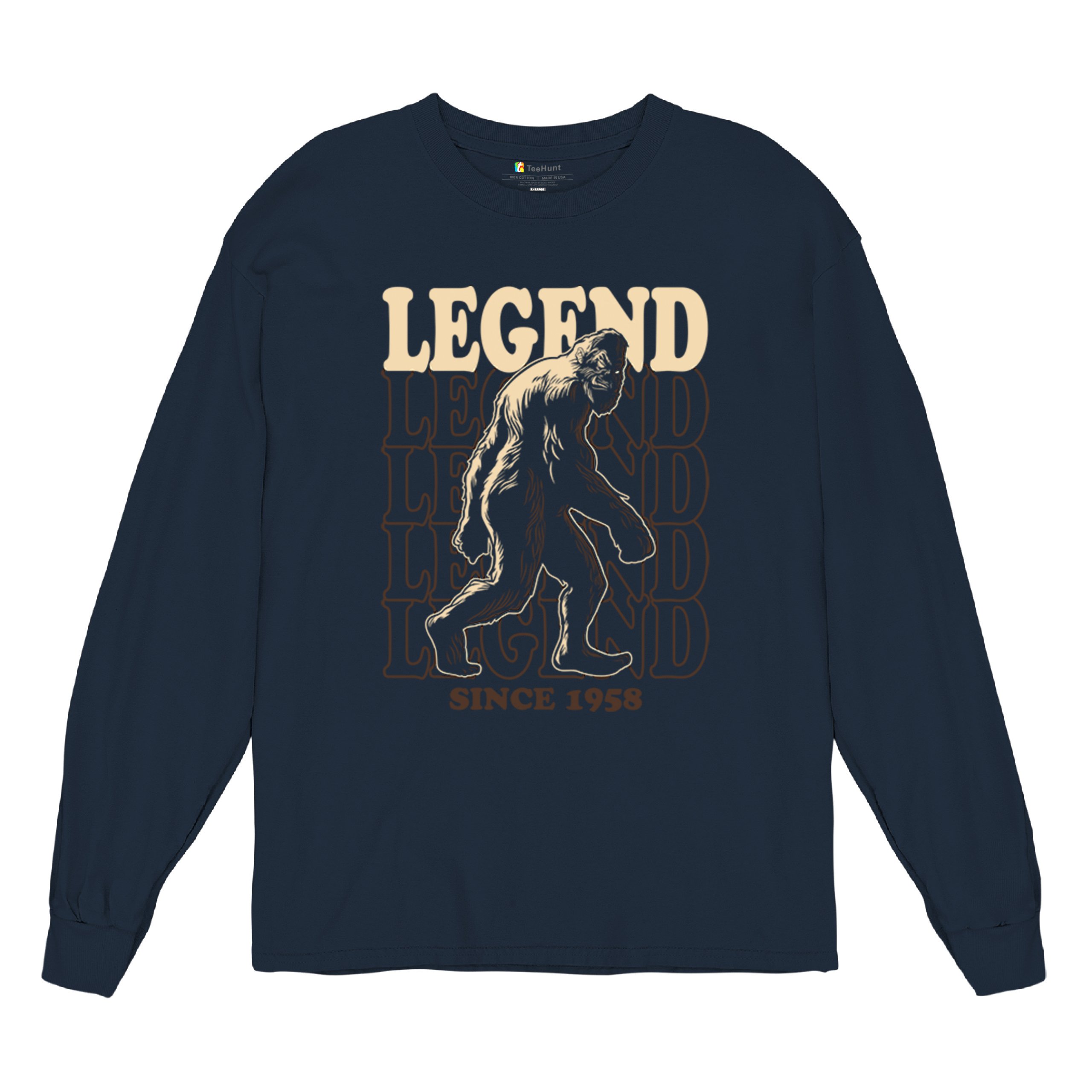 Bigfoot Legend Since 1958 Long Sleeve T-shirt Funny Vintage Classic Sasquatch - Picture 27 of 43