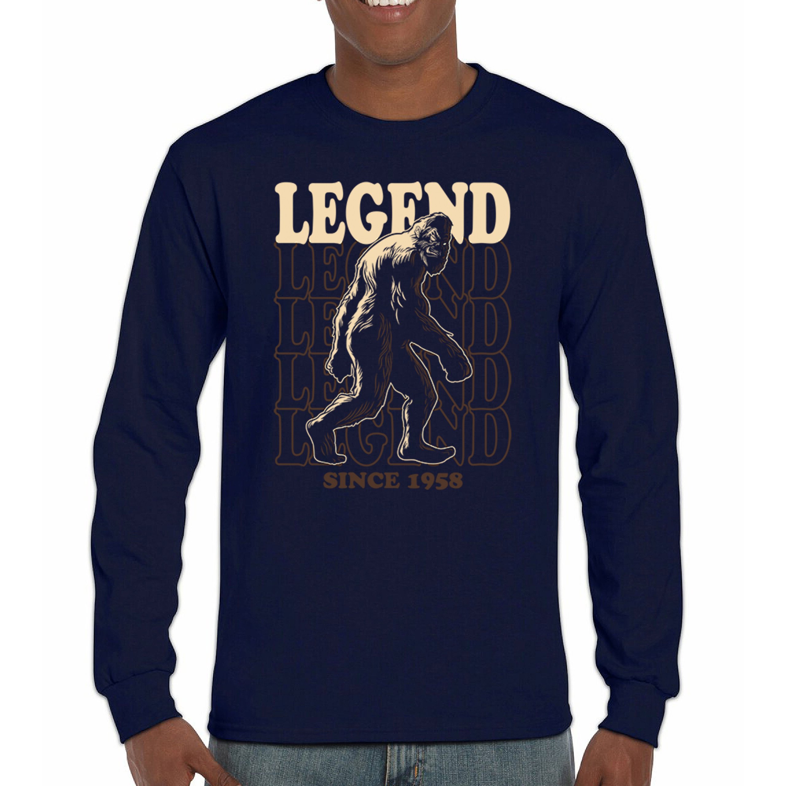 Bigfoot Legend Since 1958 Long Sleeve T-shirt Funny Vintage Classic Sasquatch - Picture 23 of 43