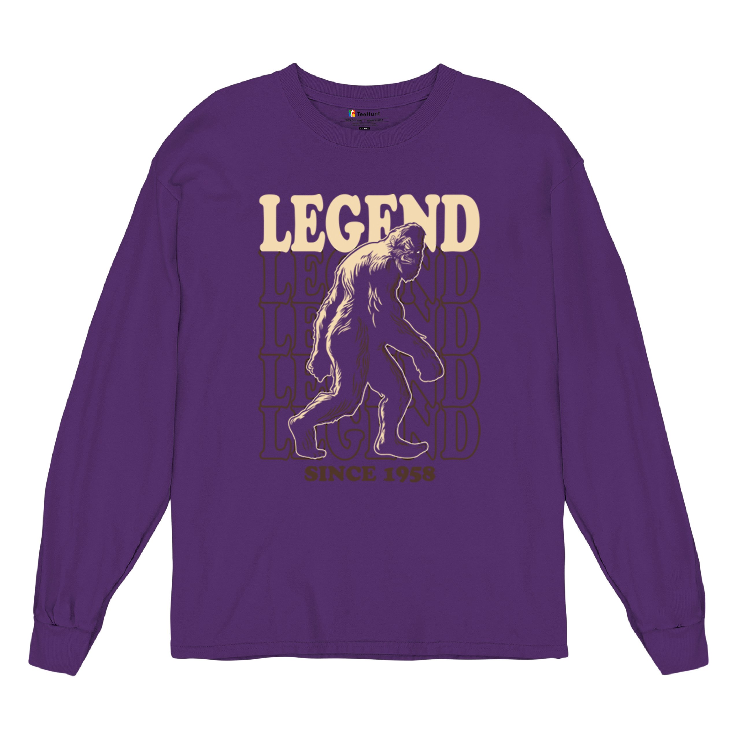 Bigfoot Legend Since 1958 Long Sleeve T-shirt Funny Vintage Classic Sasquatch - Picture 13 of 43