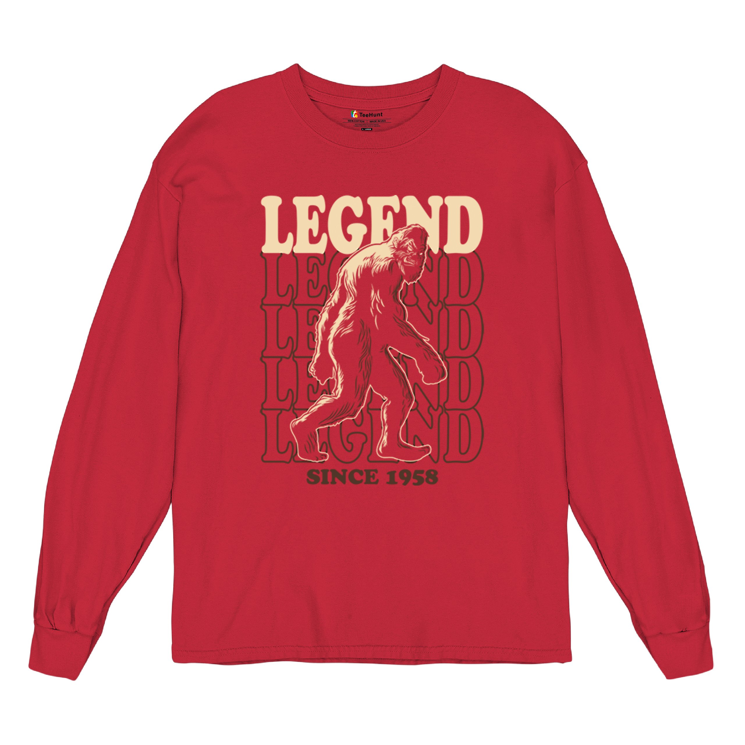 Bigfoot Legend Since 1958 Long Sleeve T-shirt Funny Vintage Classic Sasquatch - Picture 20 of 43