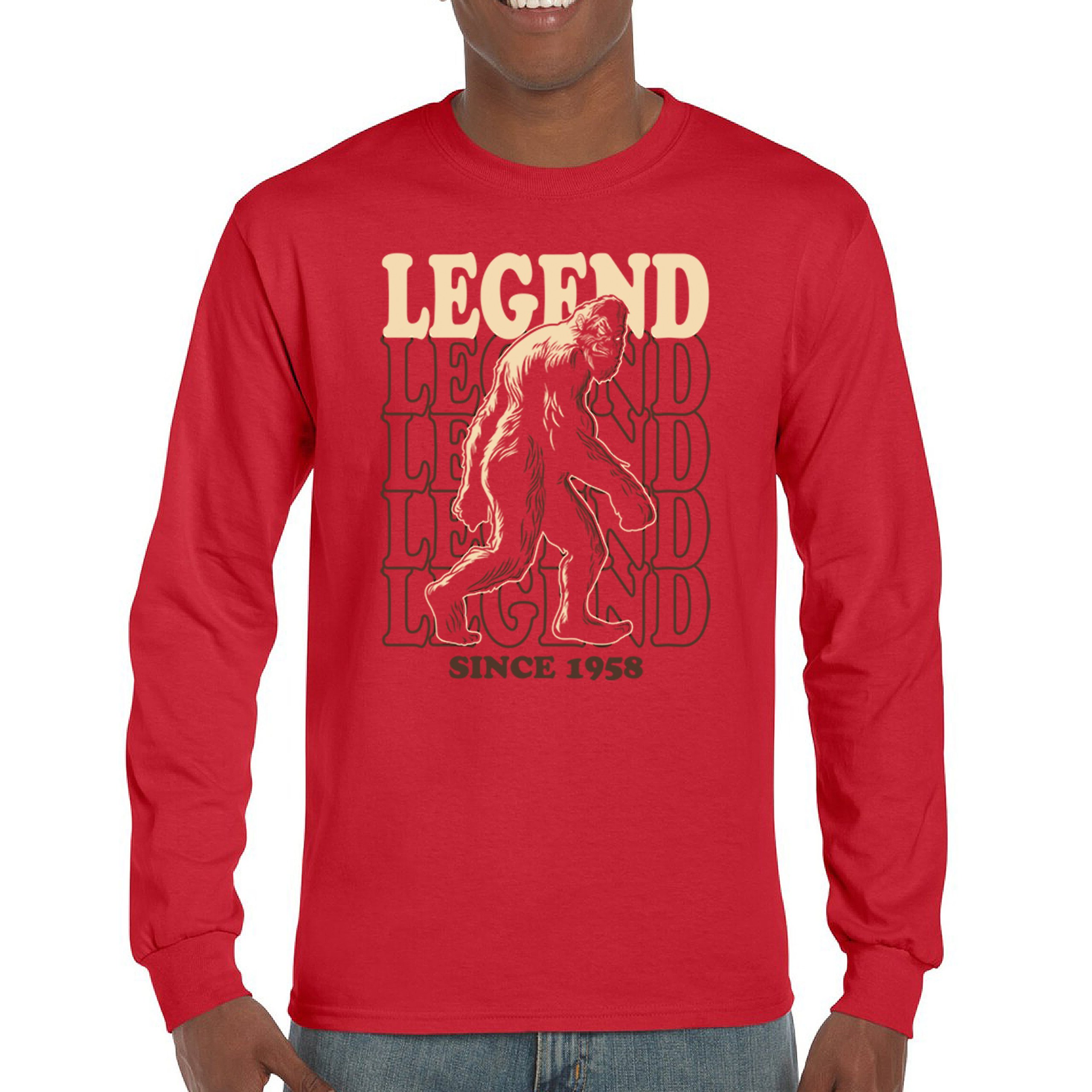 Bigfoot Legend Since 1958 Long Sleeve T-shirt Funny Vintage Classic Sasquatch - Picture 16 of 43